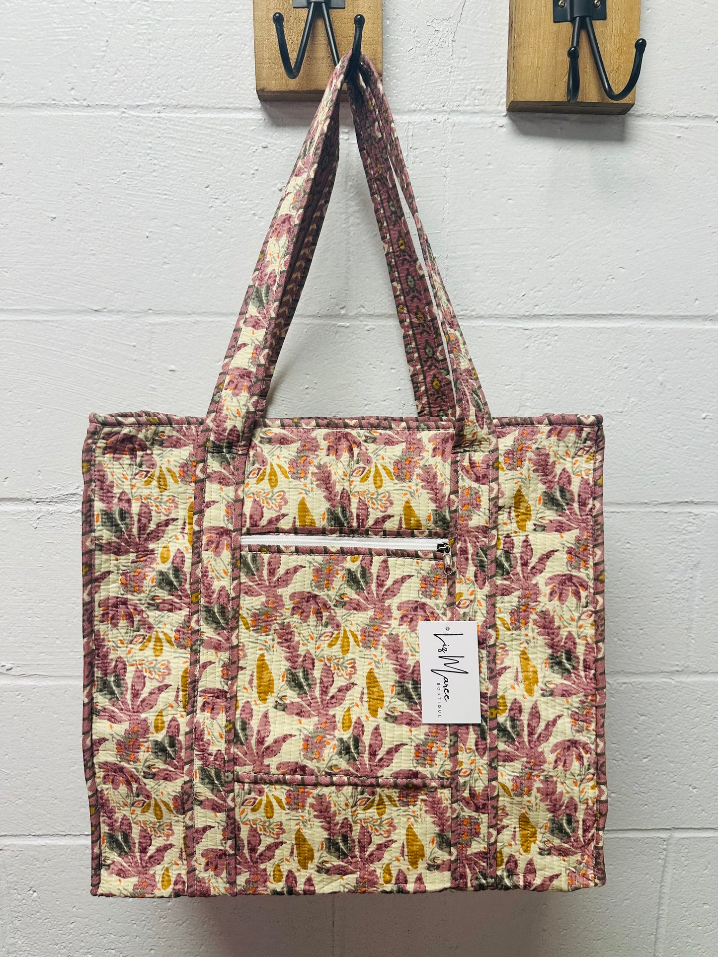 The Mauve Floral Quilted Tote Bag