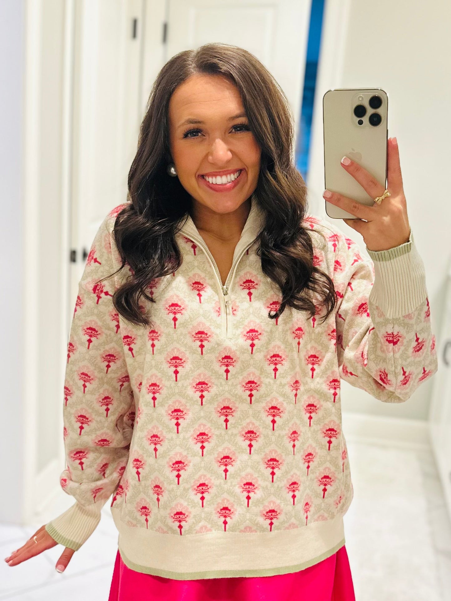 The Oakley Floral Half Zip Pullover