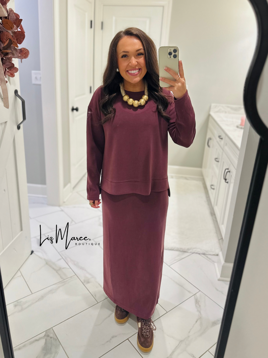 The Rheanne Wine 2 Piece Dress Set