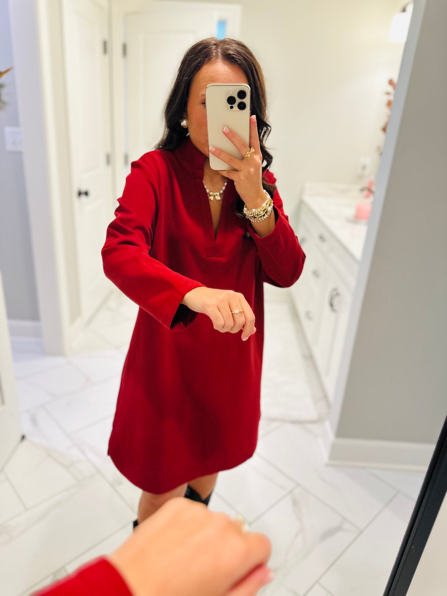 The Nicole Red Long Sleeve Dress