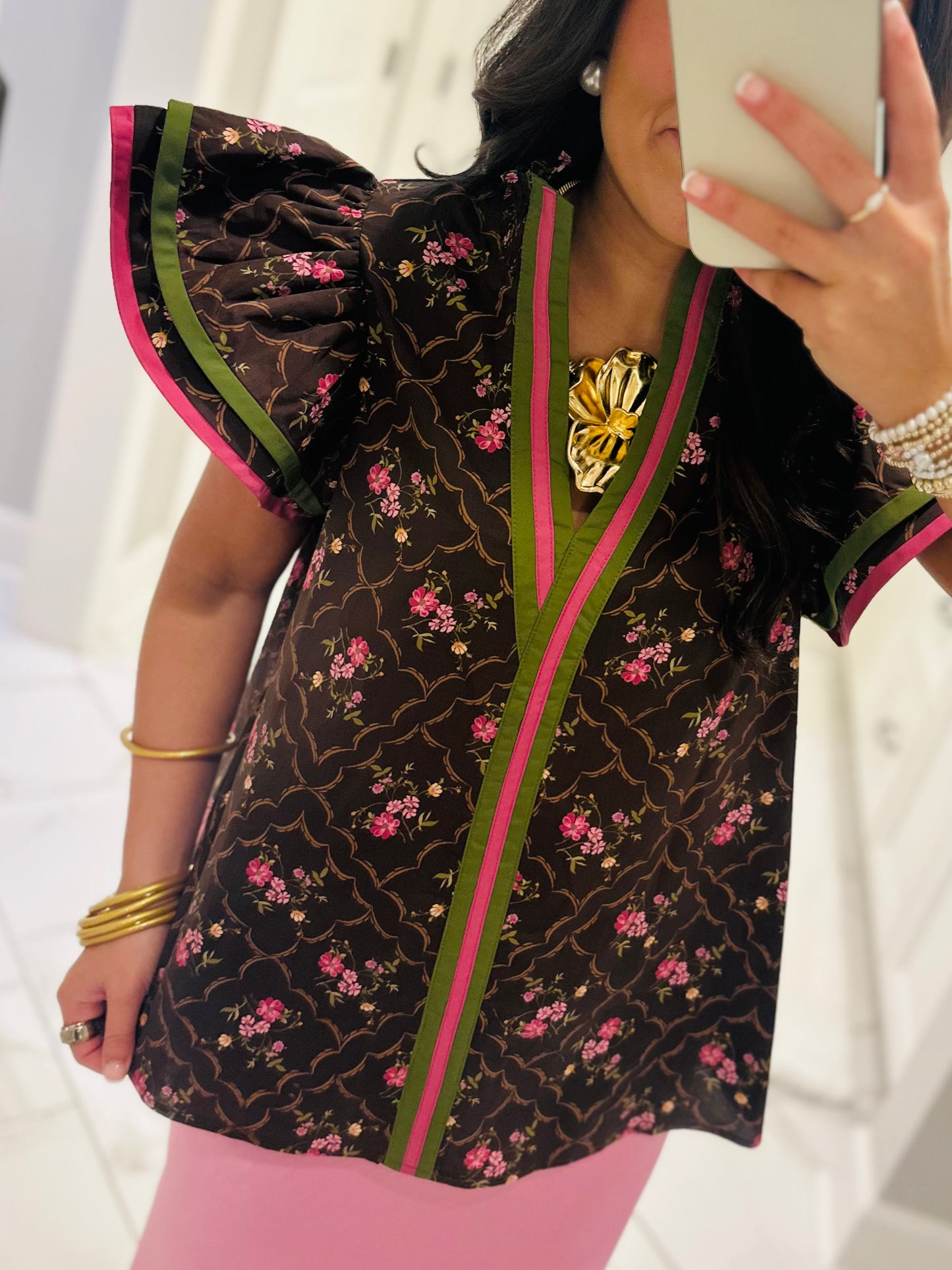 The Luci Brown Floral Top