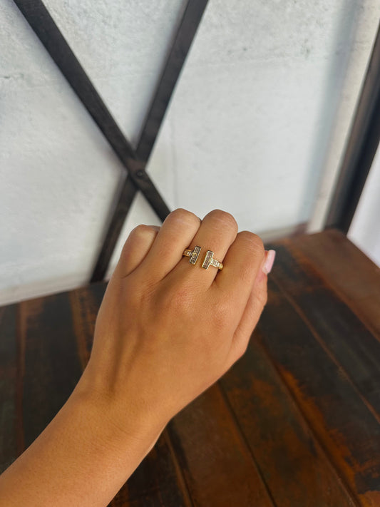 Gold Cubic Zirconia Bar Ring