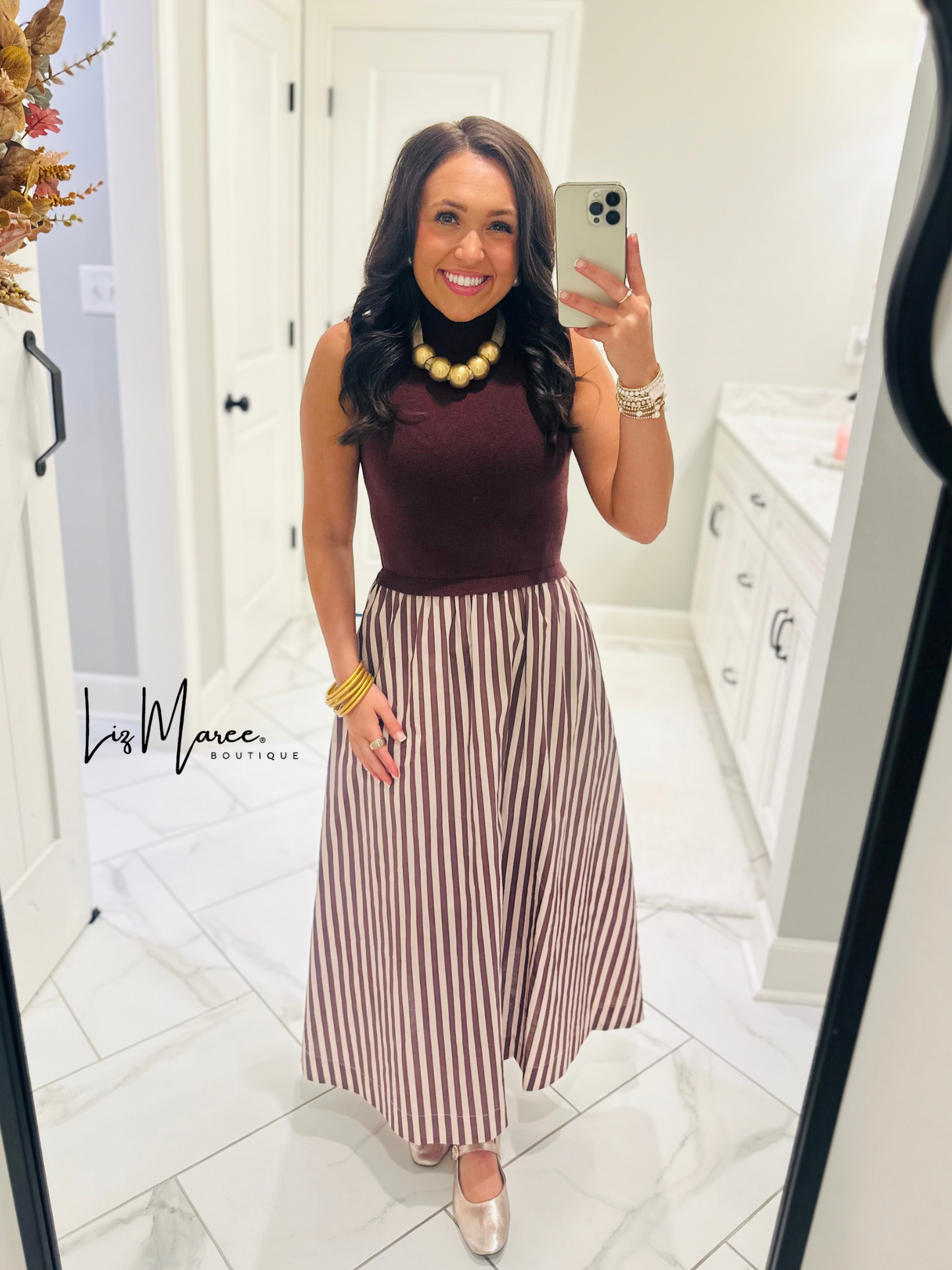 The Hartley Brown Sleeveless Midi Dress