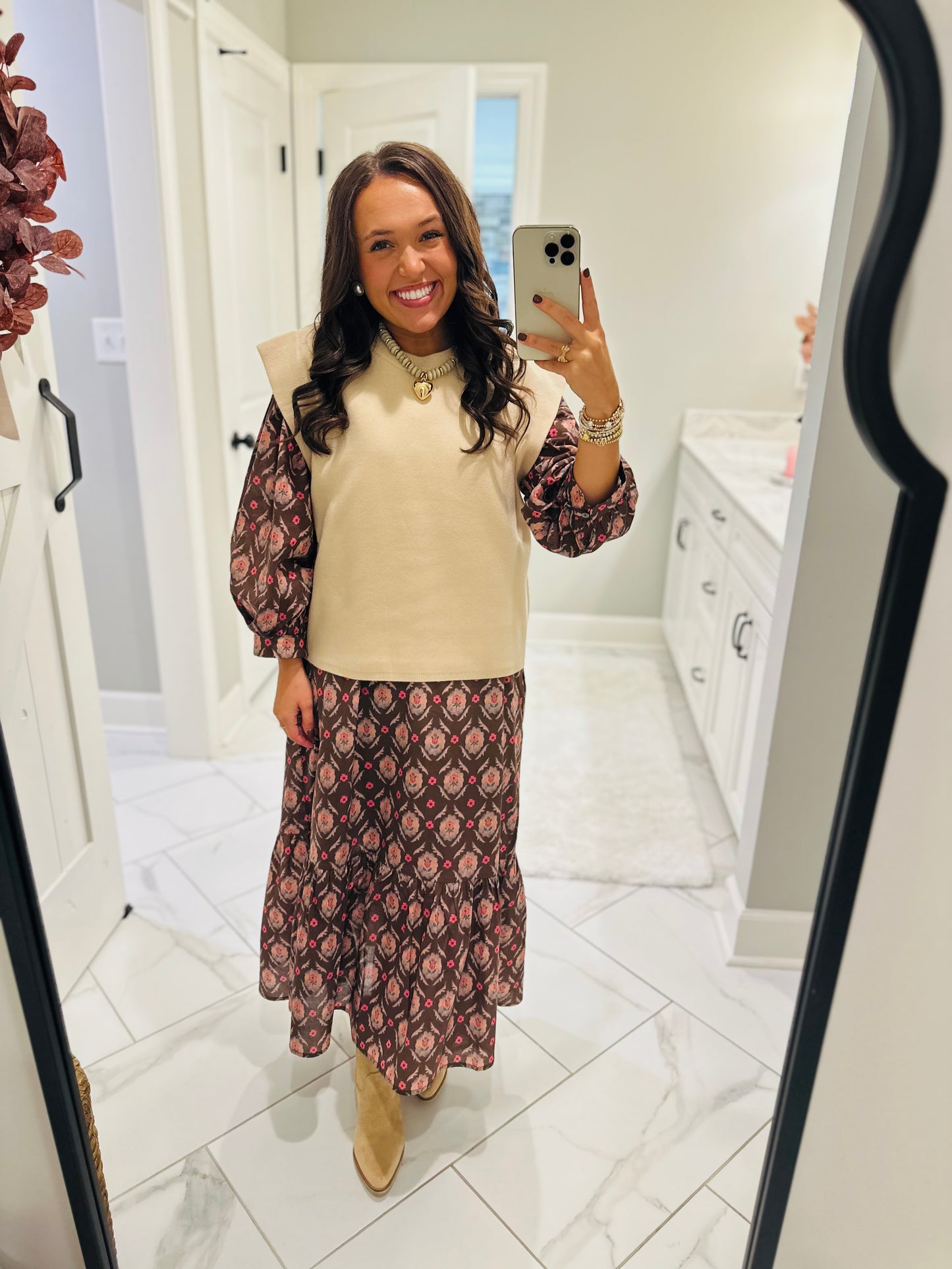 The Lila Maree Brown Floral Maxi Dress