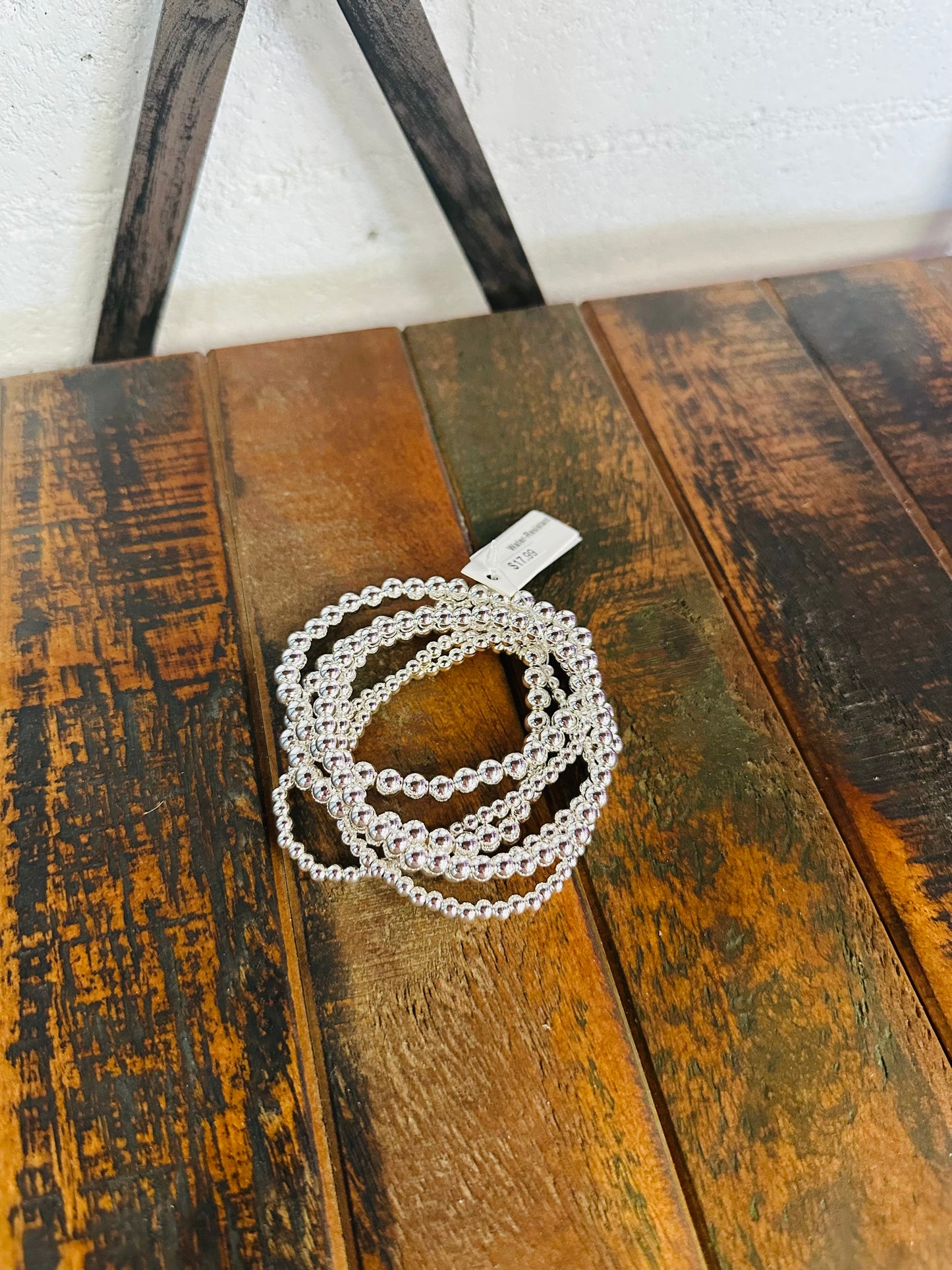 Silver Beaded Bracelet Set