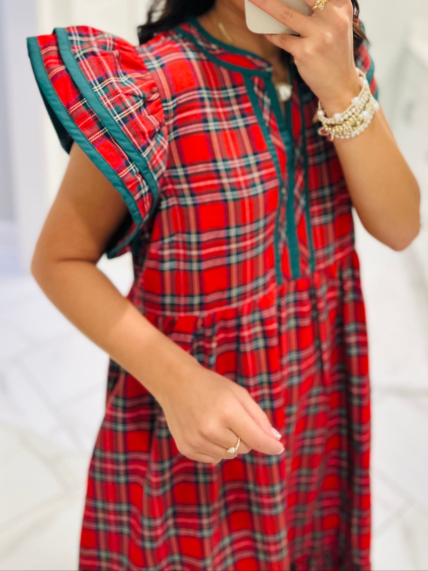 The Faith Holiday Plaid Midi Dress