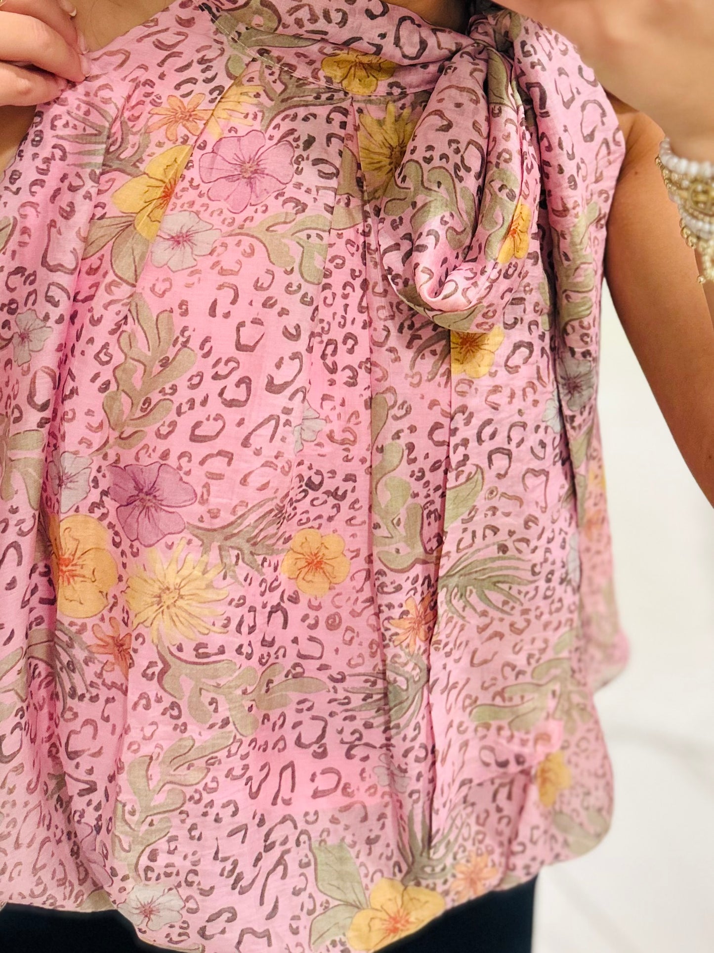 The Fable Pink Leopard Floral Top