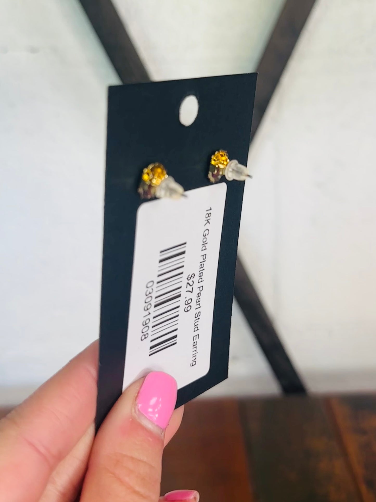 18K Gold Plated Pearl Stud Earring