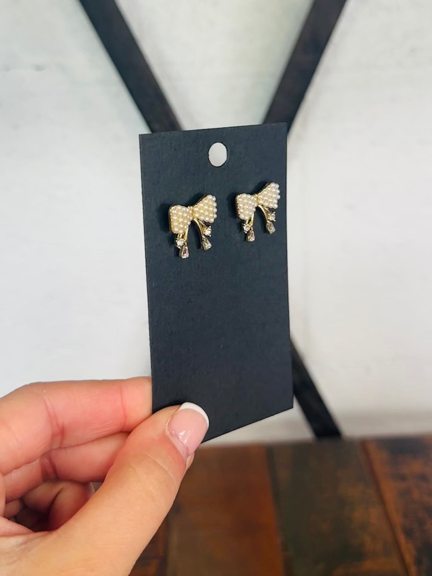 Gold + Pearl Bow Stud Earring