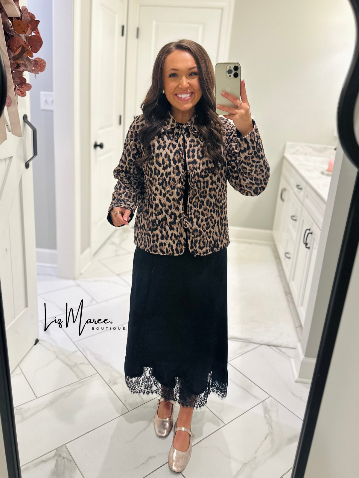 The Aubrey Leopard Quilted Bow Jacket