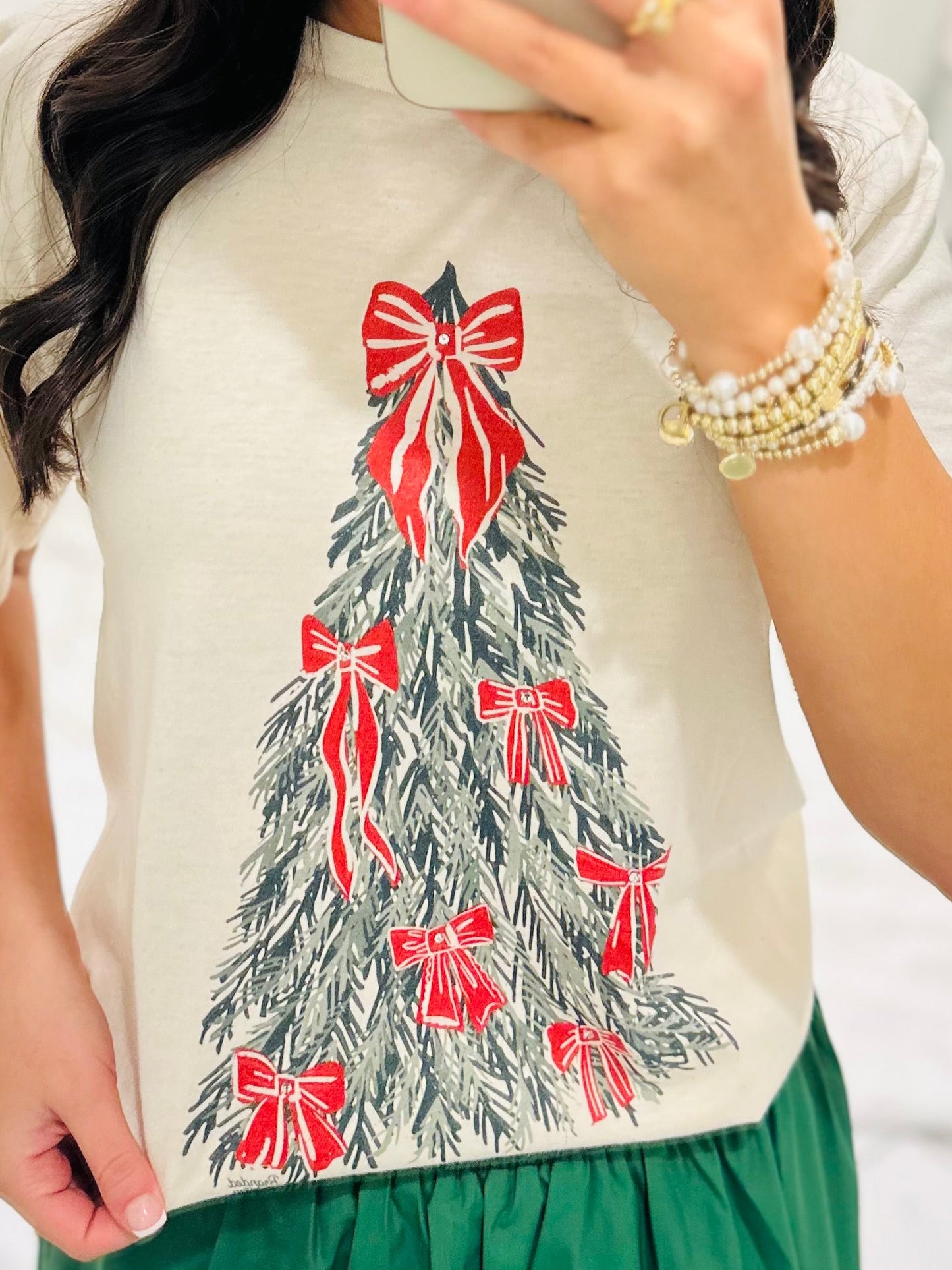 The Watercolor Bow Christmas Tree Tee