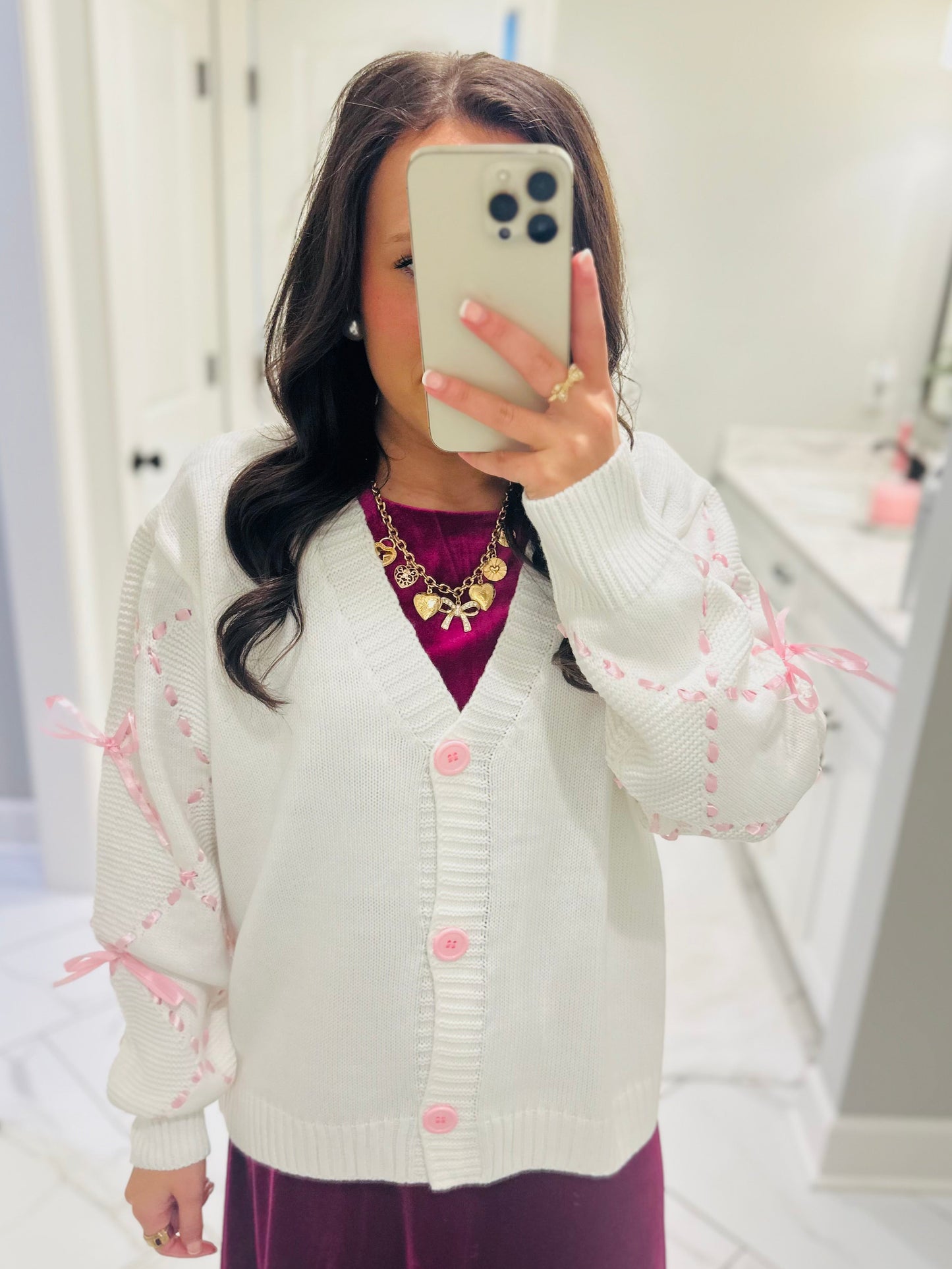 The Alisa Satin Ribbon Sleeve Cardigan