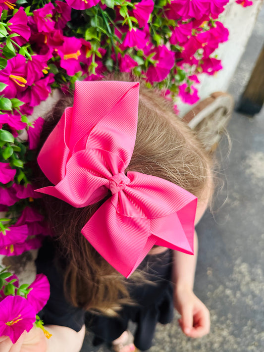 Girls Bubblegum Pink Big Bow Hair Clip