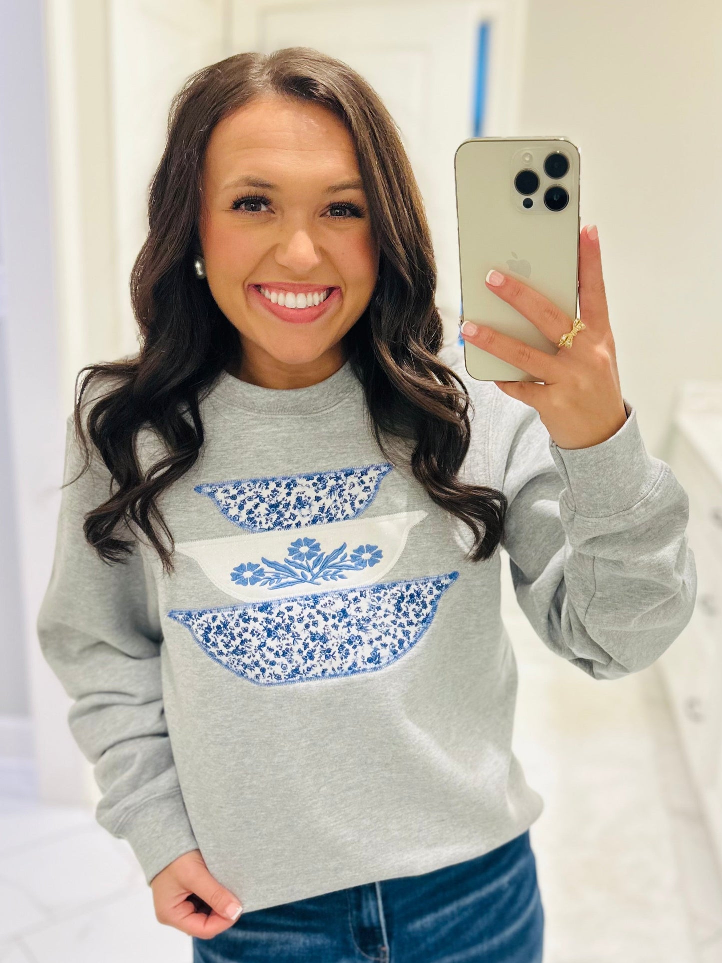 The Blue + White Vintage Bowl Embroidered Sweatshirt