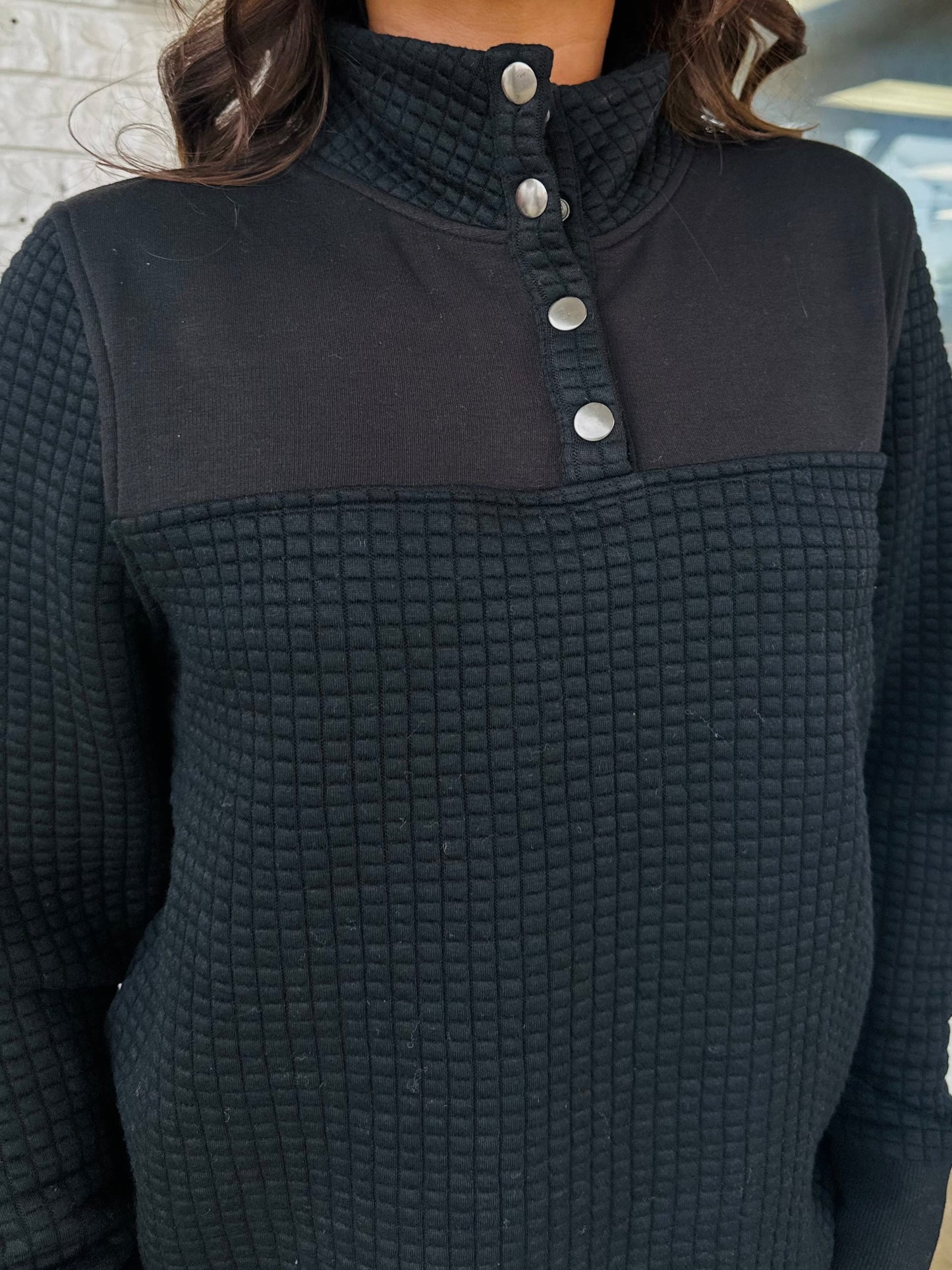 The Finn Black Quilted Pullover