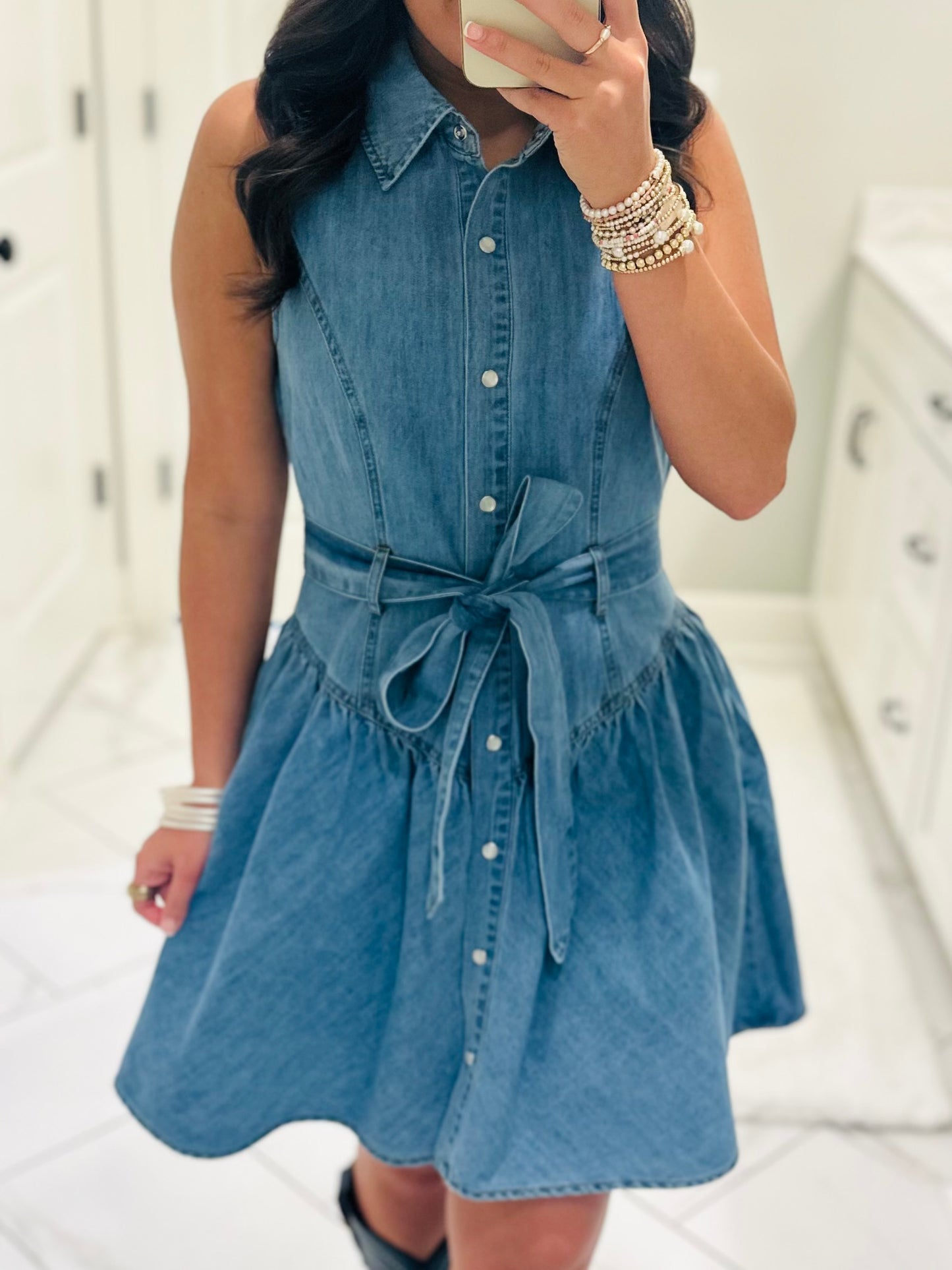 The Remi Denim Sash Belt Dress