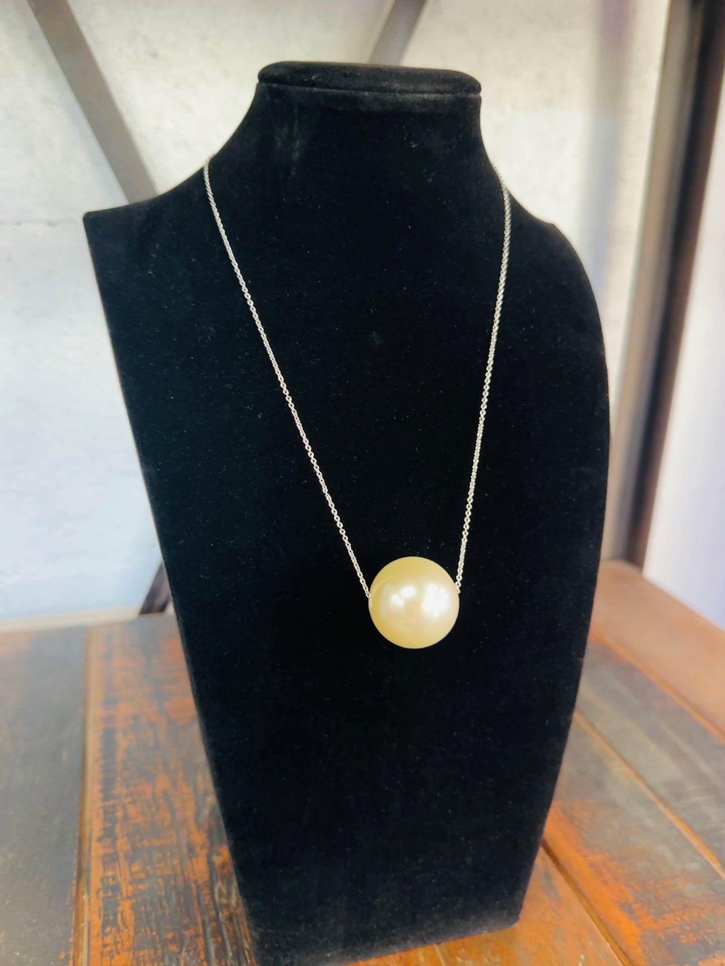 23mm Pearl Drop Pendant Necklace - Silver