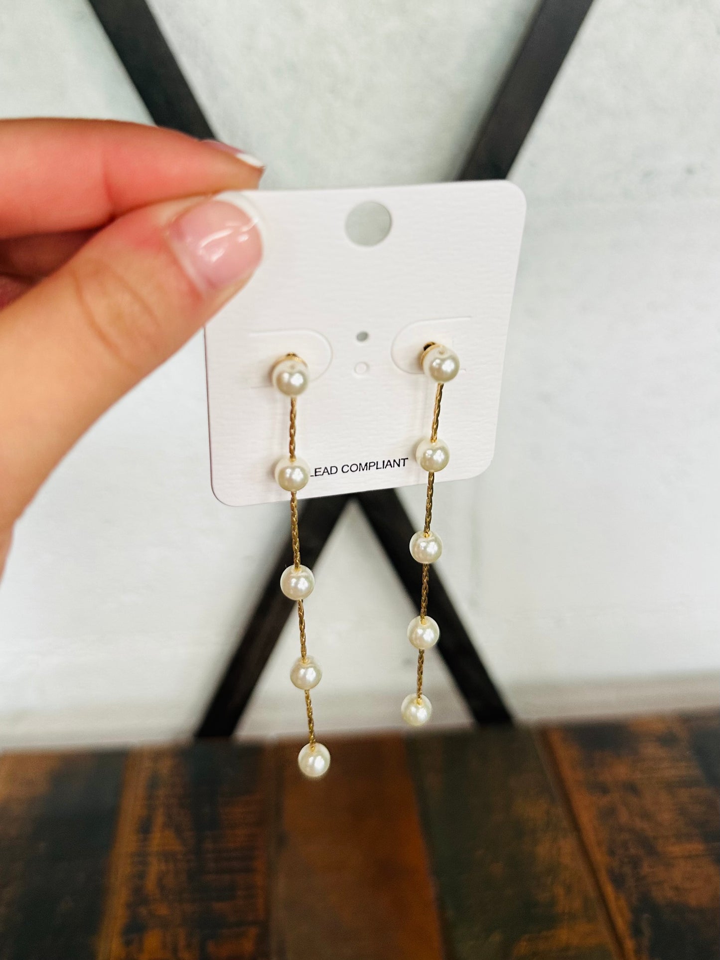 Elegant Pearl Chain Long Drop Earring