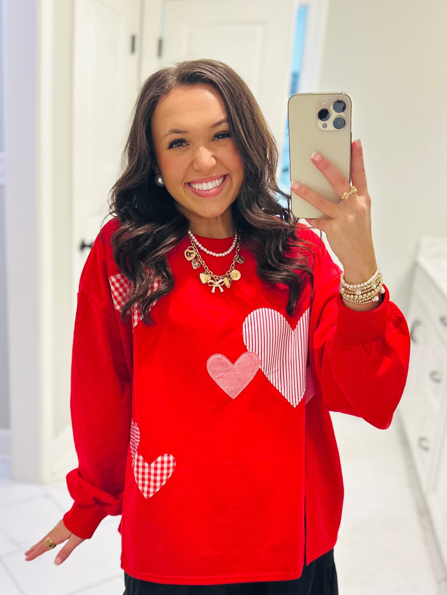 The All the Love Red Heart Patchwork Sweatshirt