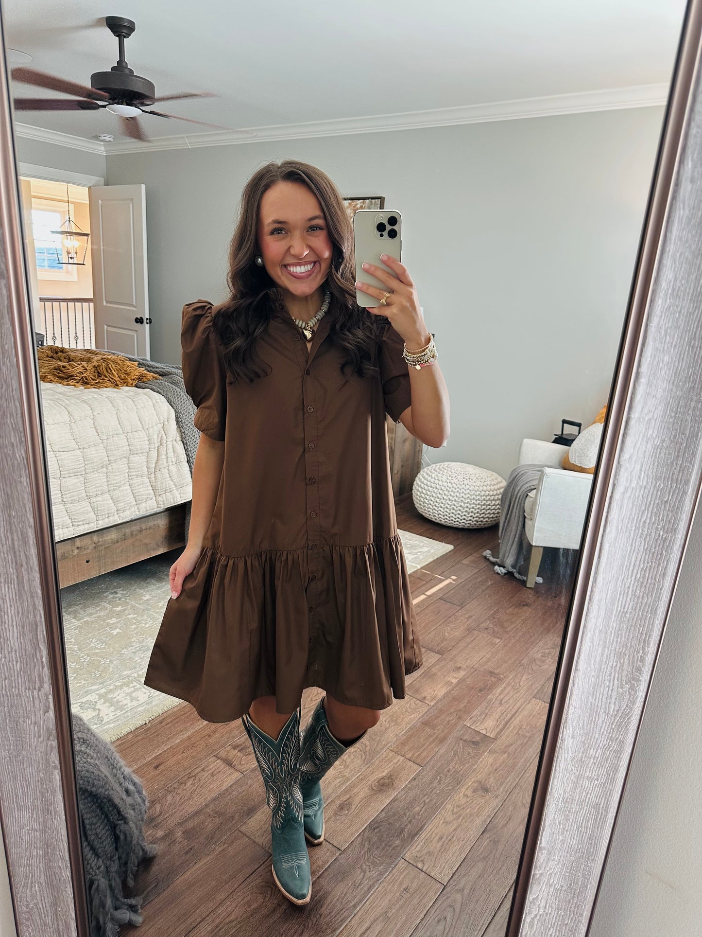 The Kallie Brown Puff Sleeve Dress