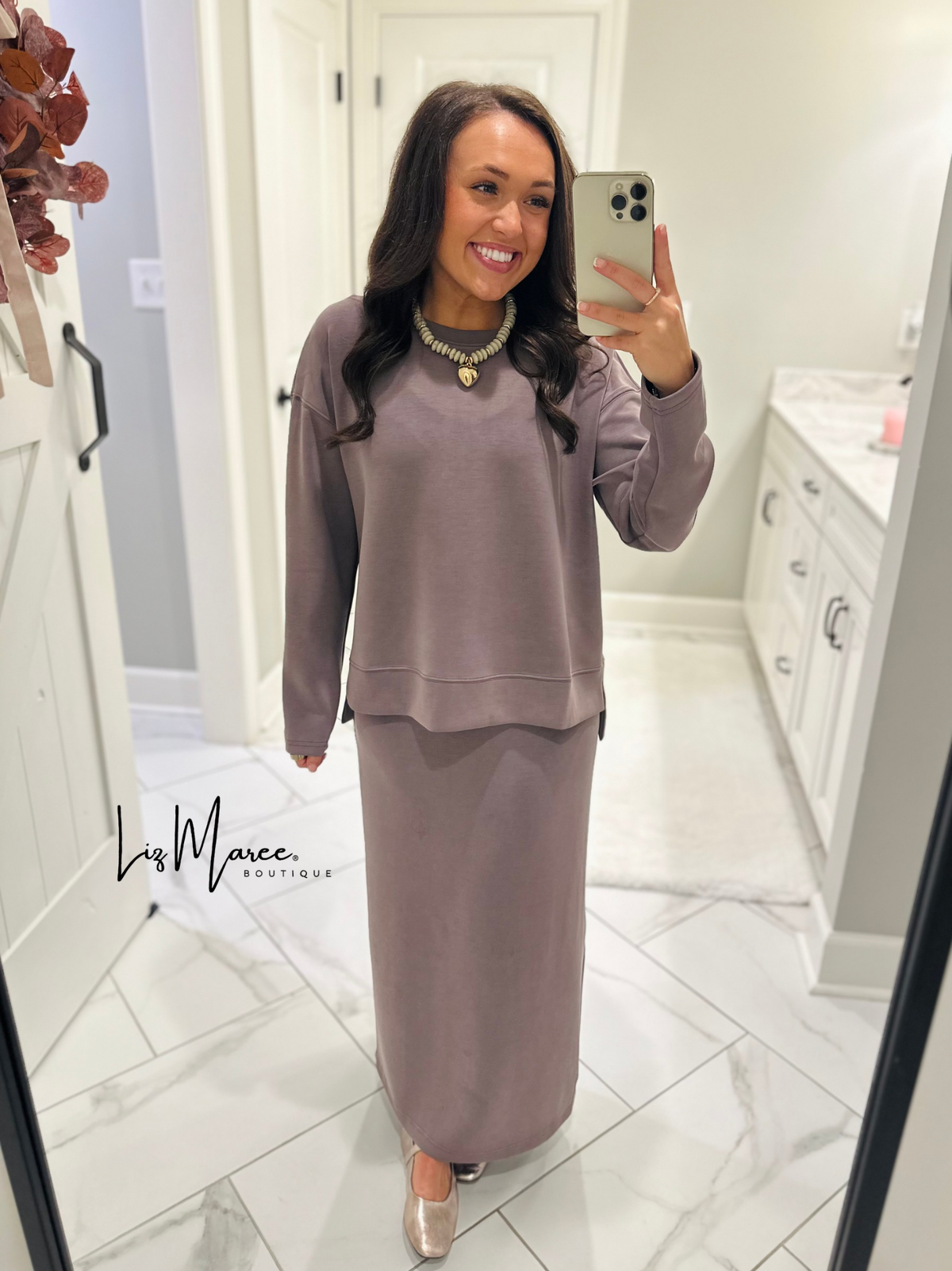The Rheanne Mocha 2 Piece Dress Set