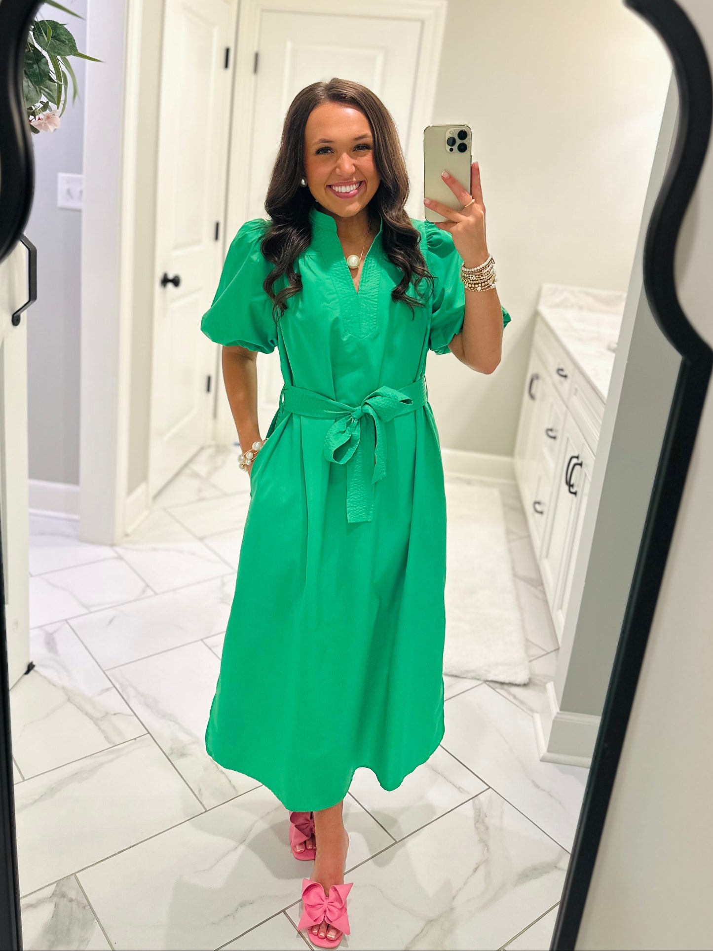 The Kaia Kelly Green Midi Dress