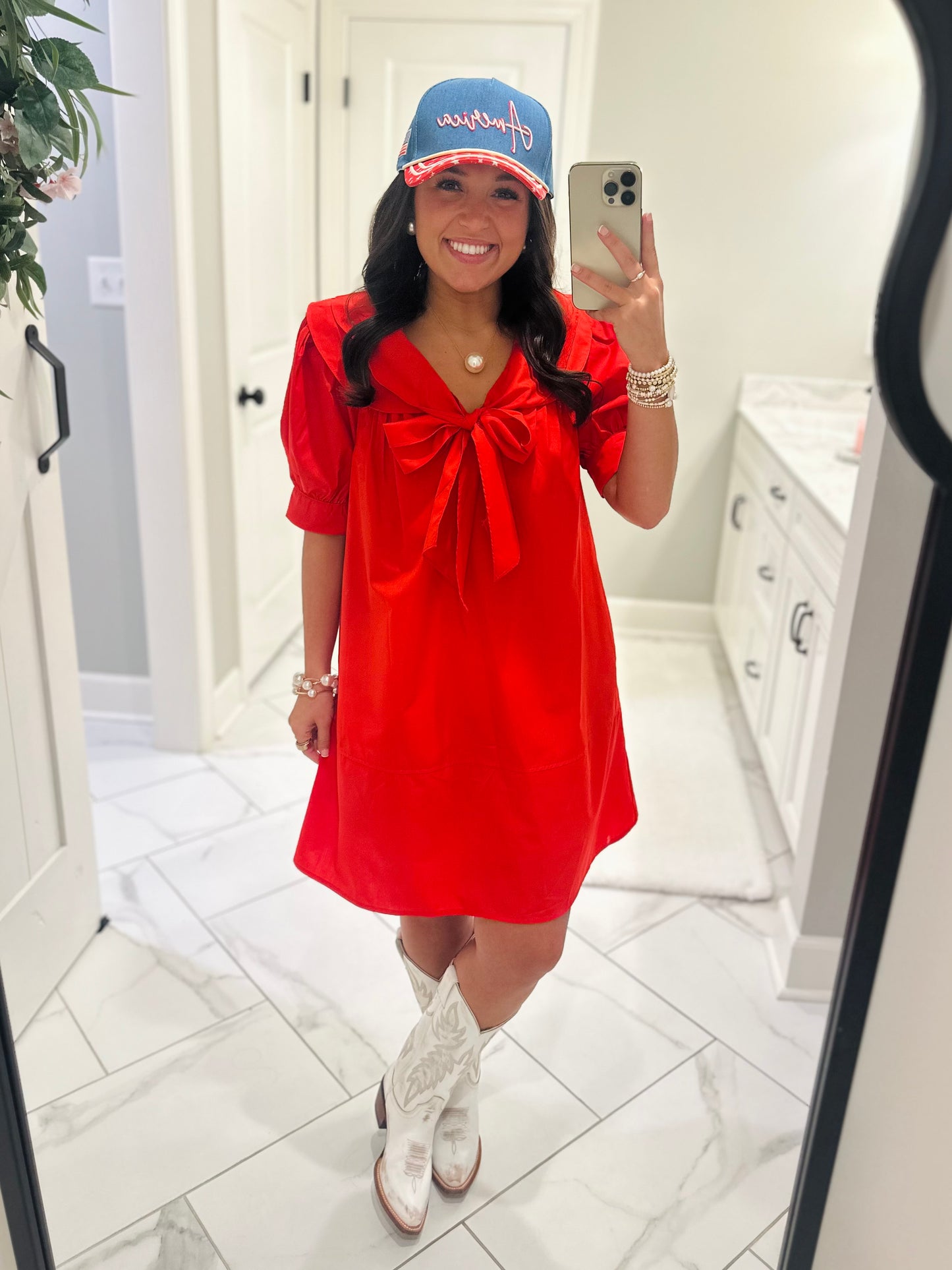 The Emmy Red Bow Dress