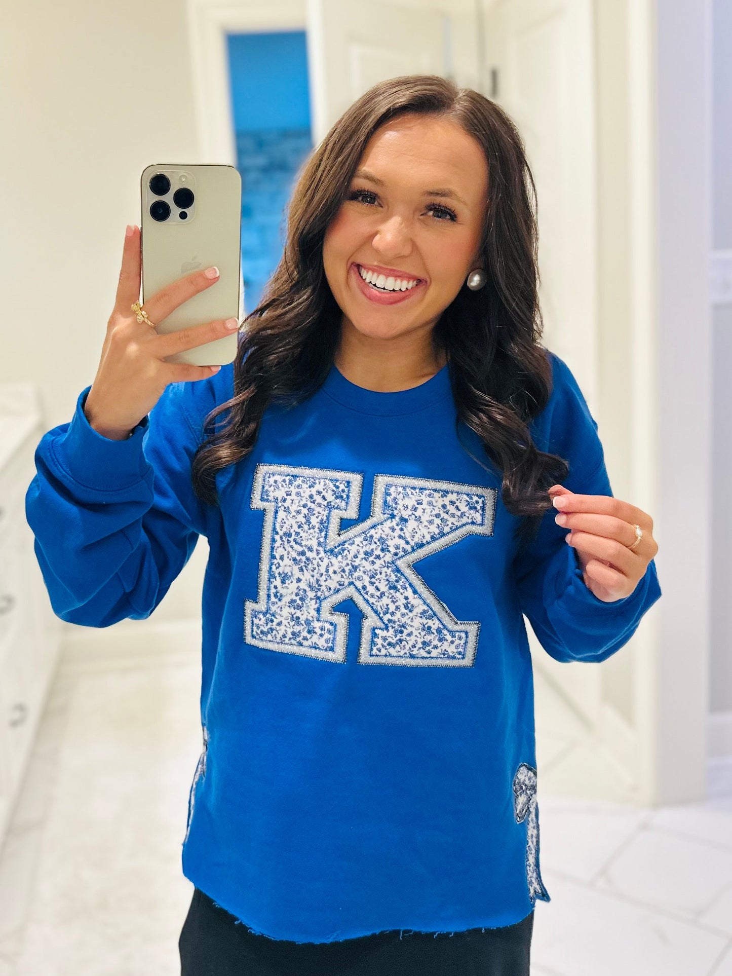 The Kentucky Glitter Embroidered Bow Side Sweatshirt