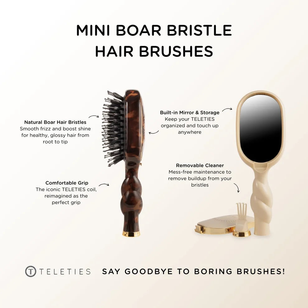 Mini Boar Bristle Hair Brush - Tan