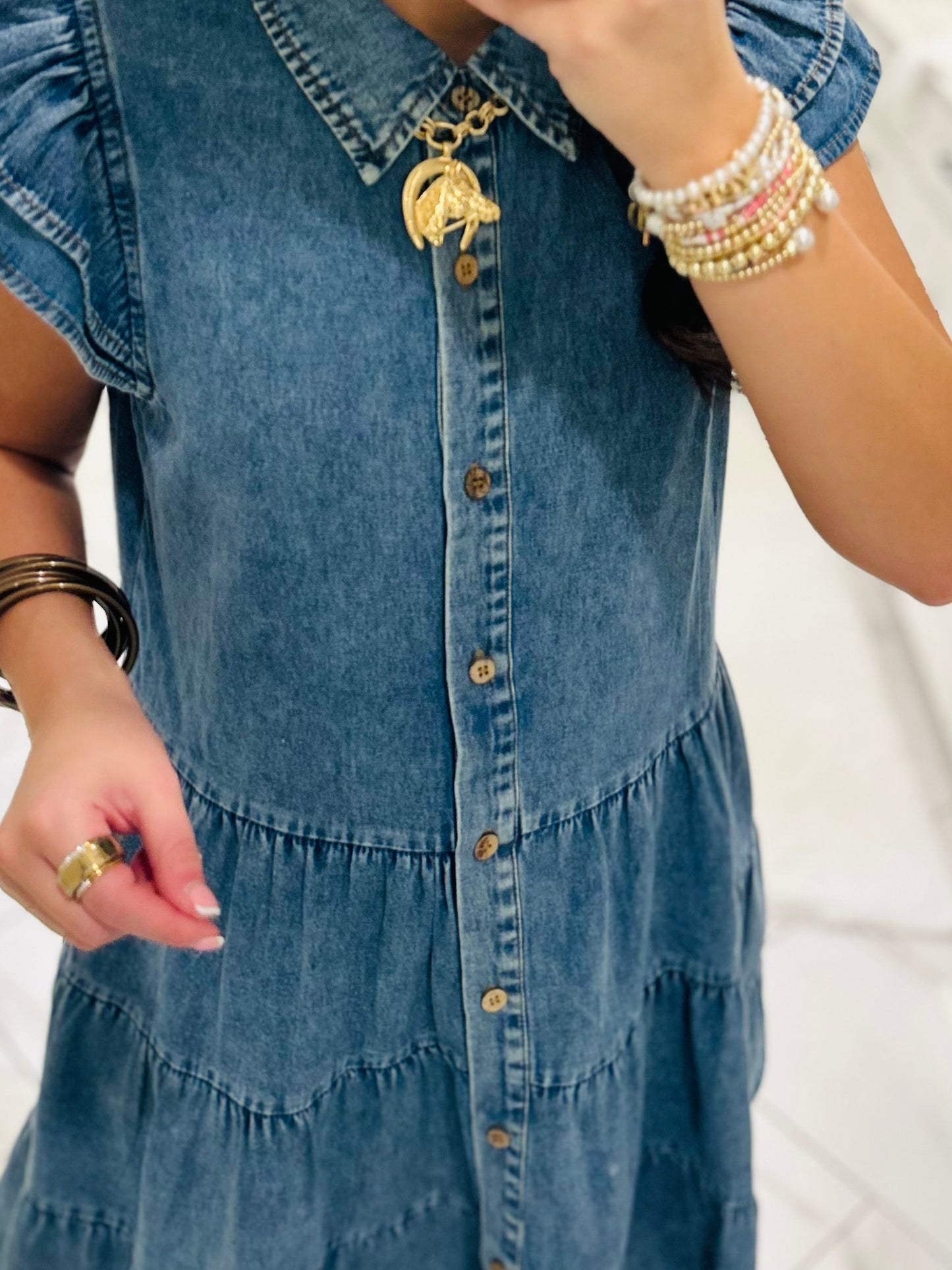 The Payton Denim Tiered Dress