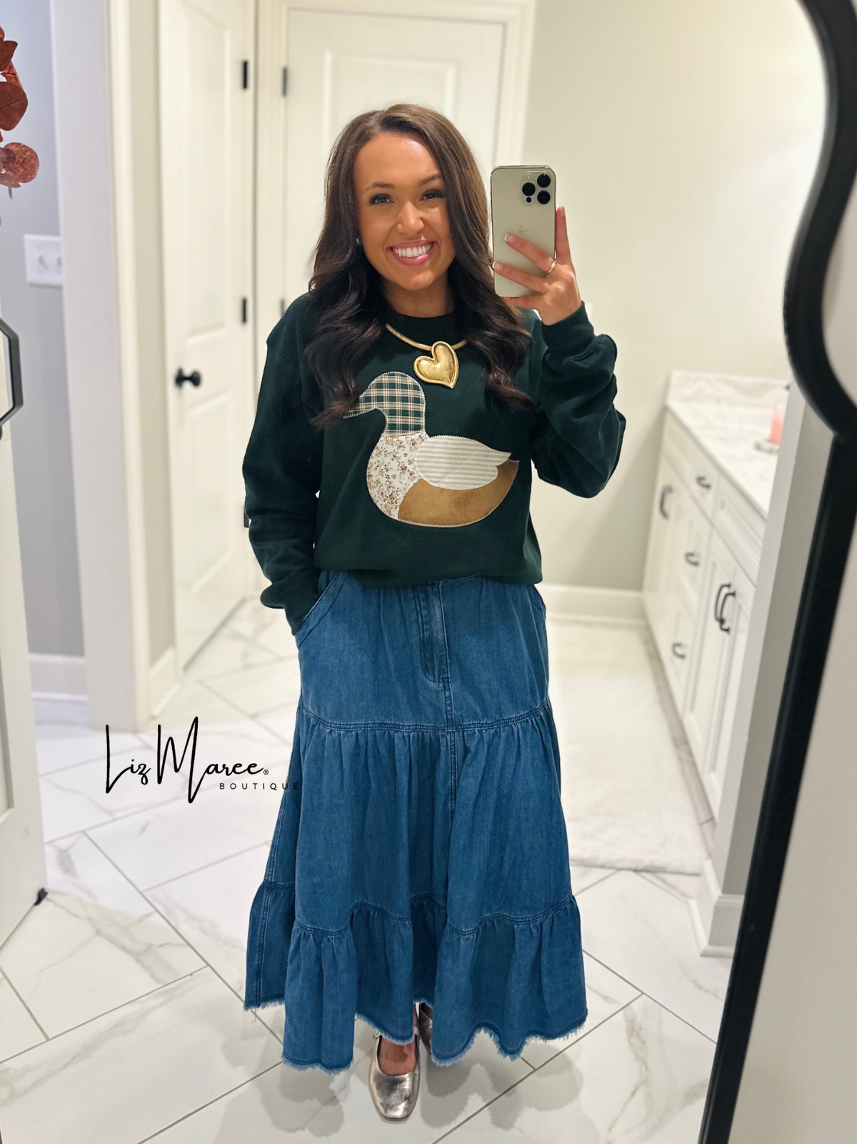 The Callie Denim Tiered Midi Skirt