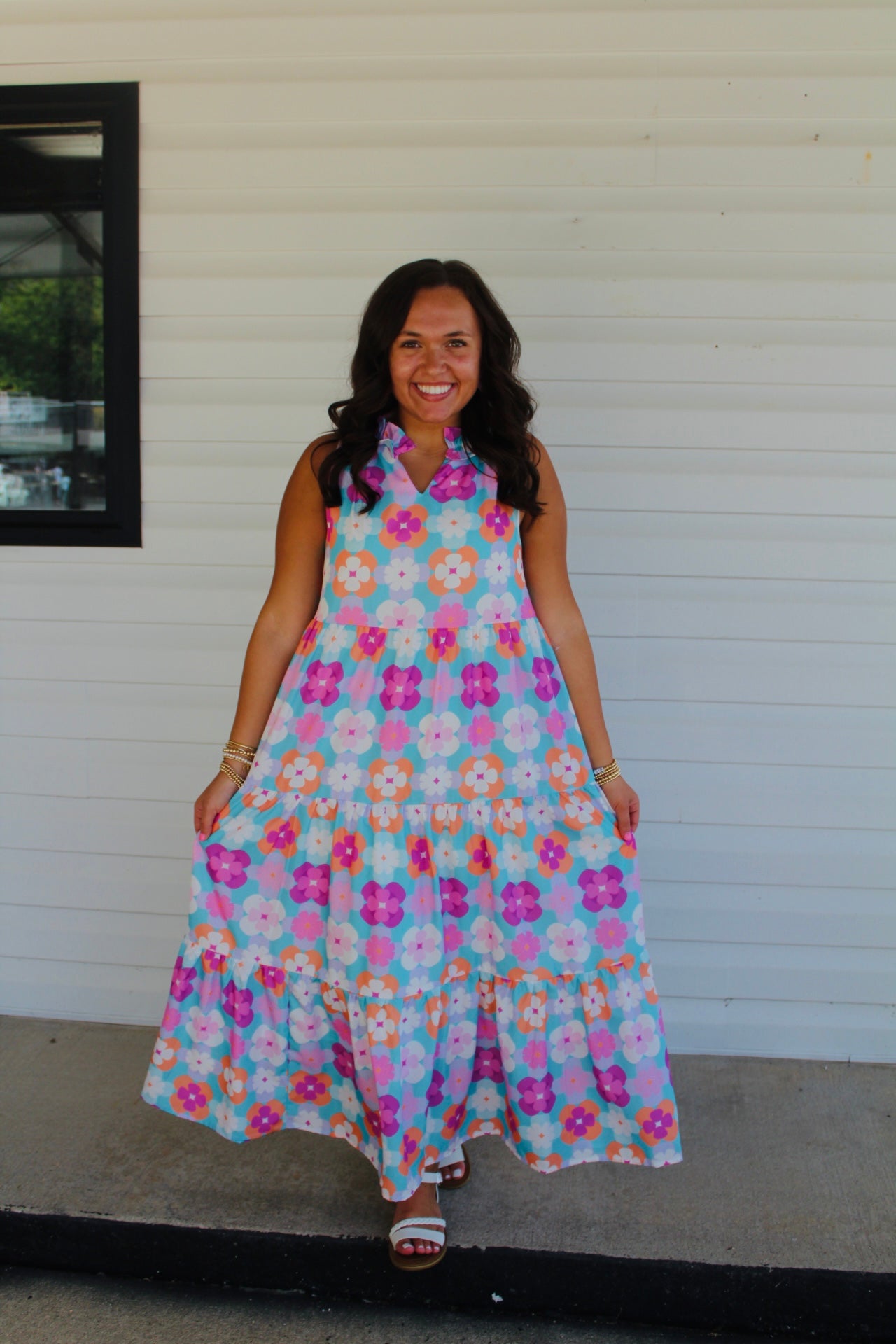 The Isabelle Sky Blue Floral Print Maxi Dress