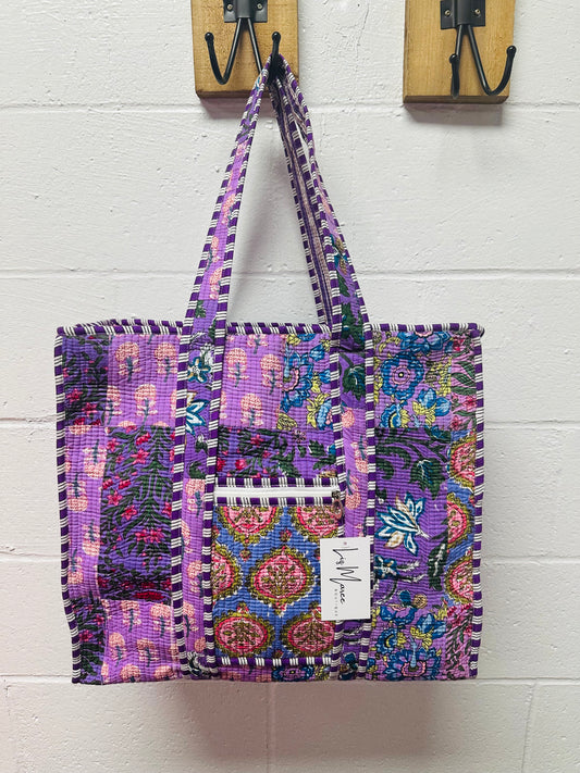 The Purple Multicolor Patchwork Quilted Tote Bag