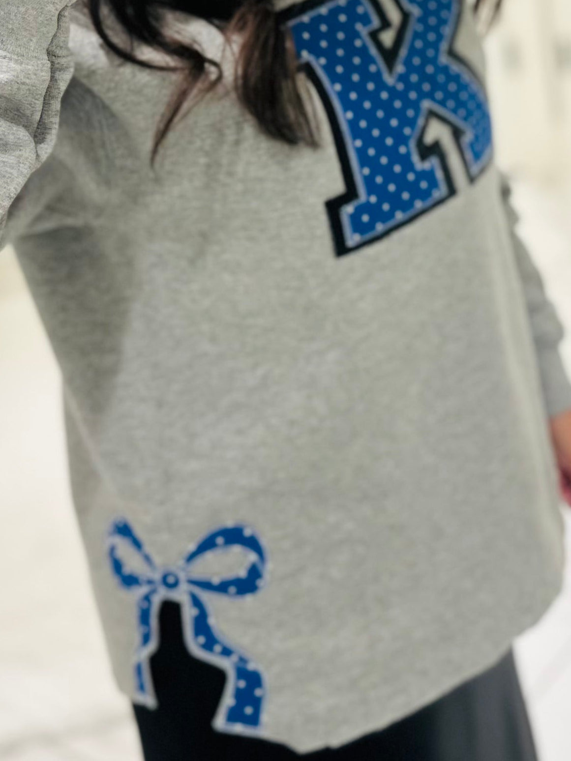 The Kentucky Polka Dot Embroidered Bow Side Sweatshirt