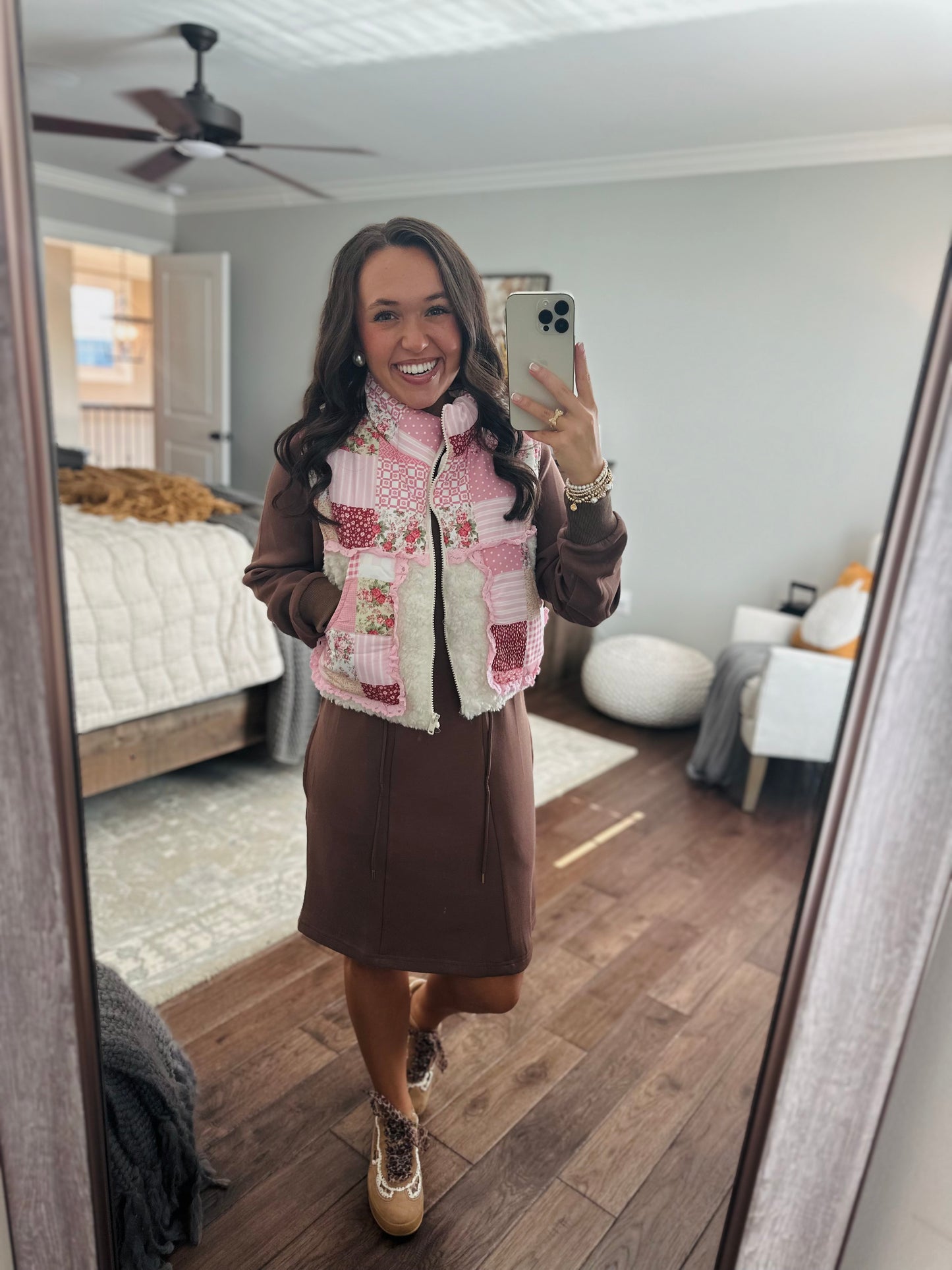The Mocha Jersey Knit Long Sleeve Drawstring Dress