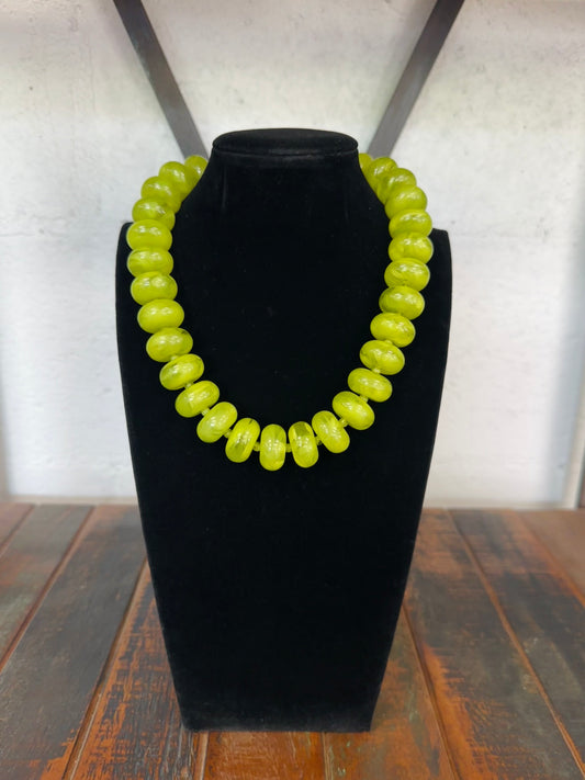 Olive Green Chunky Beaded Necklace