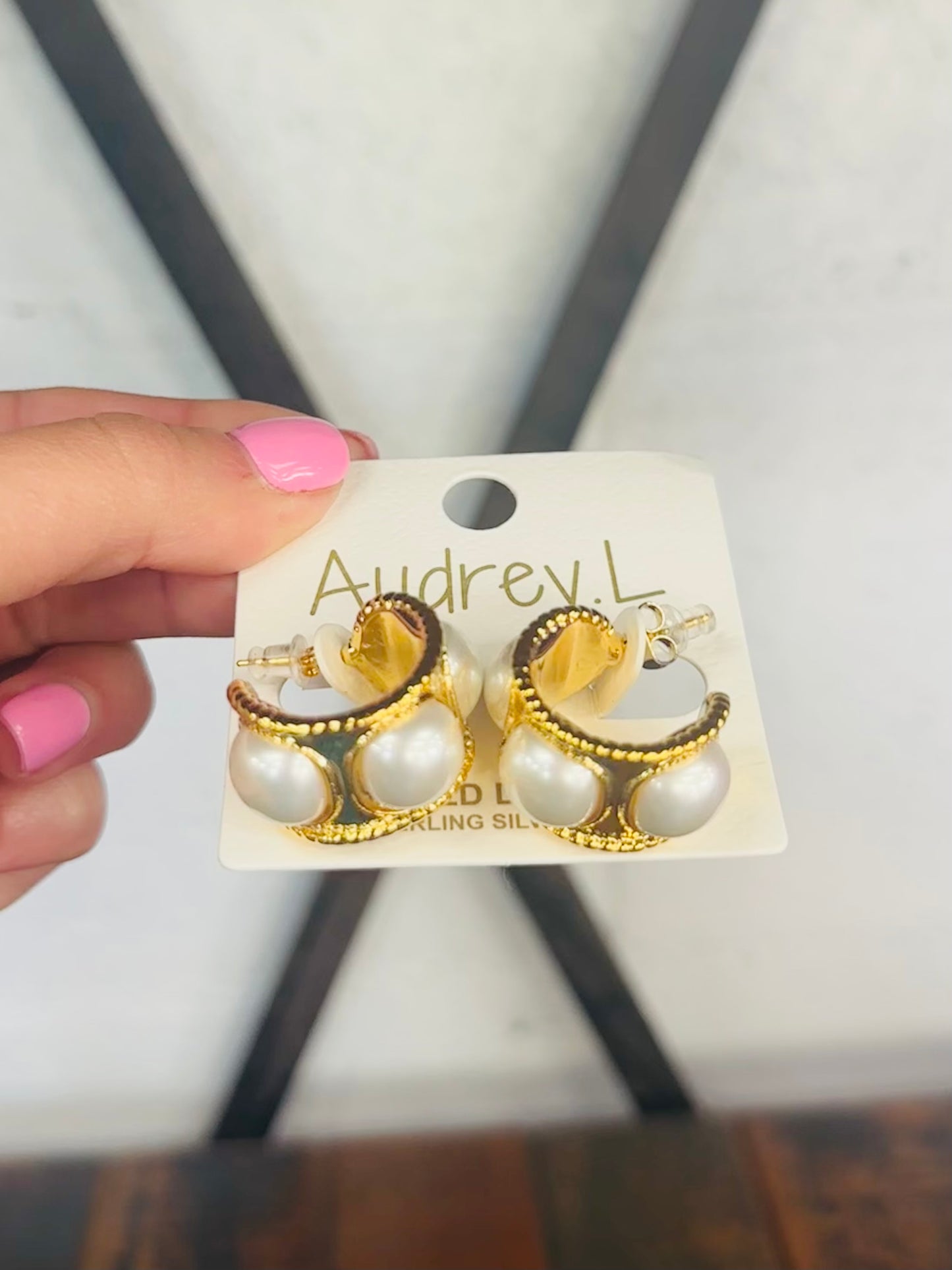 Vintage Pearl + Gold Hoop Earring