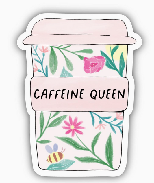 Caffeine Queen Floral Mug Sticker