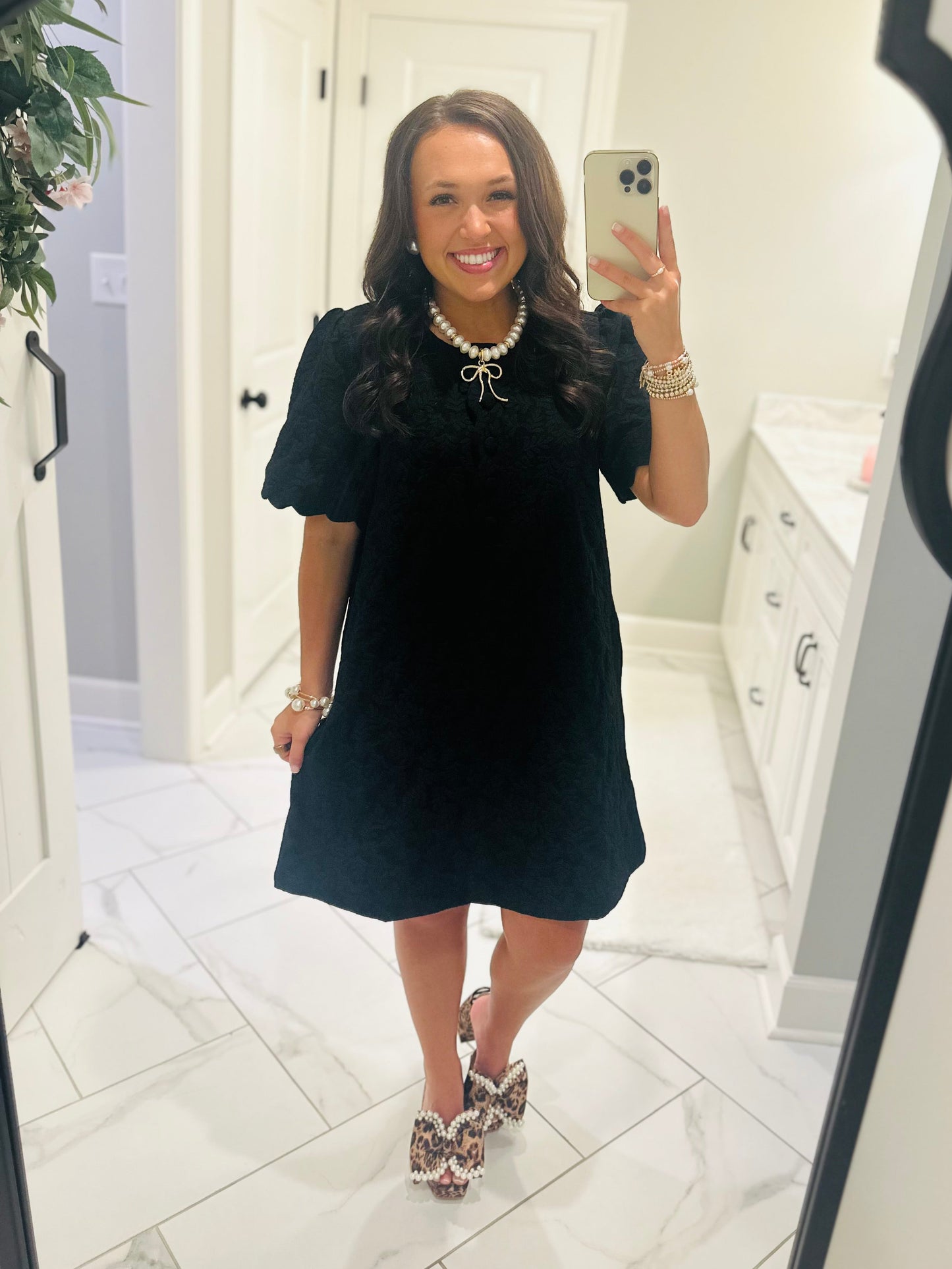 The Baylor Black Jacquard Dress