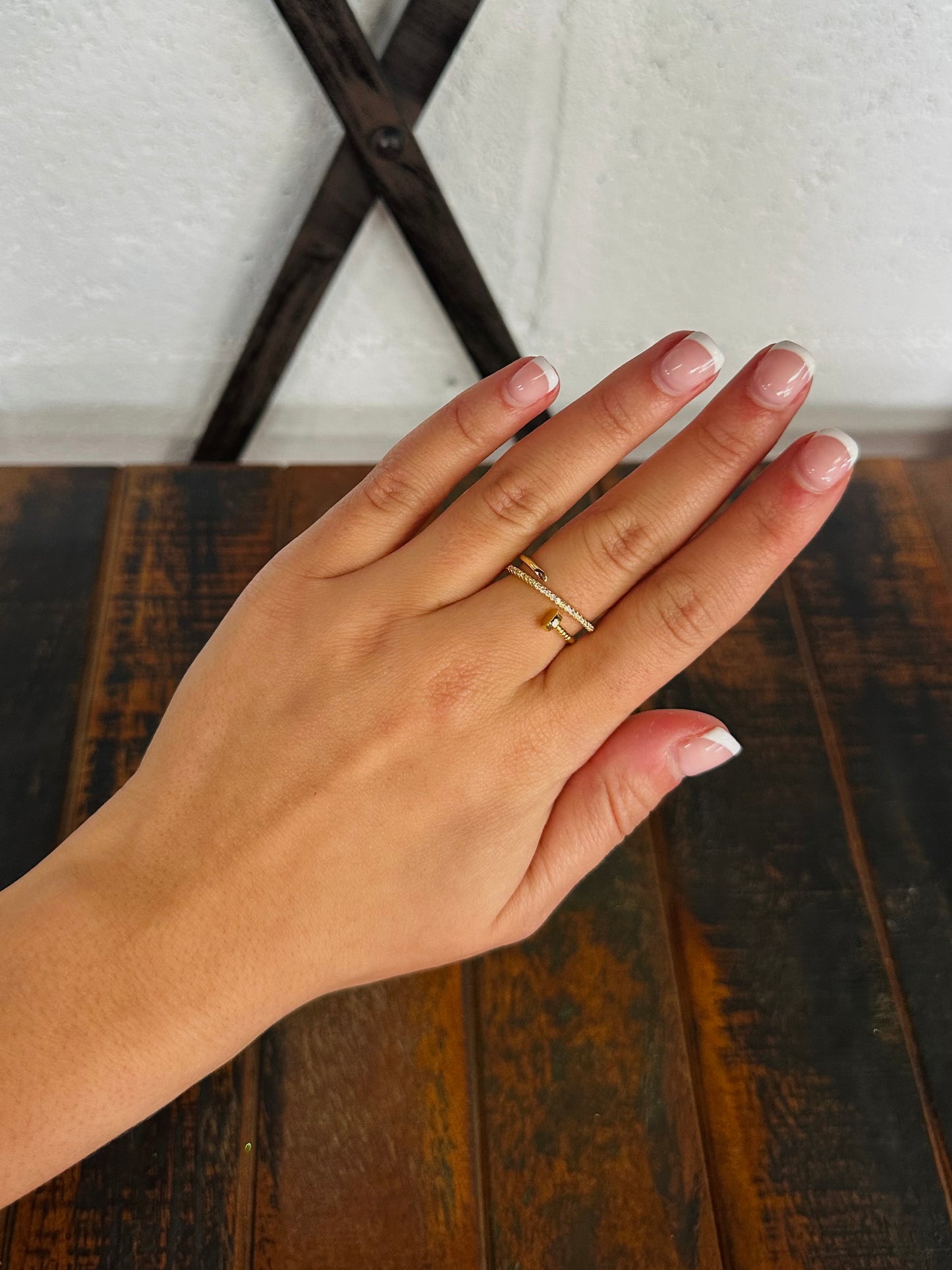 Gold Pave Crystal Nail Ring