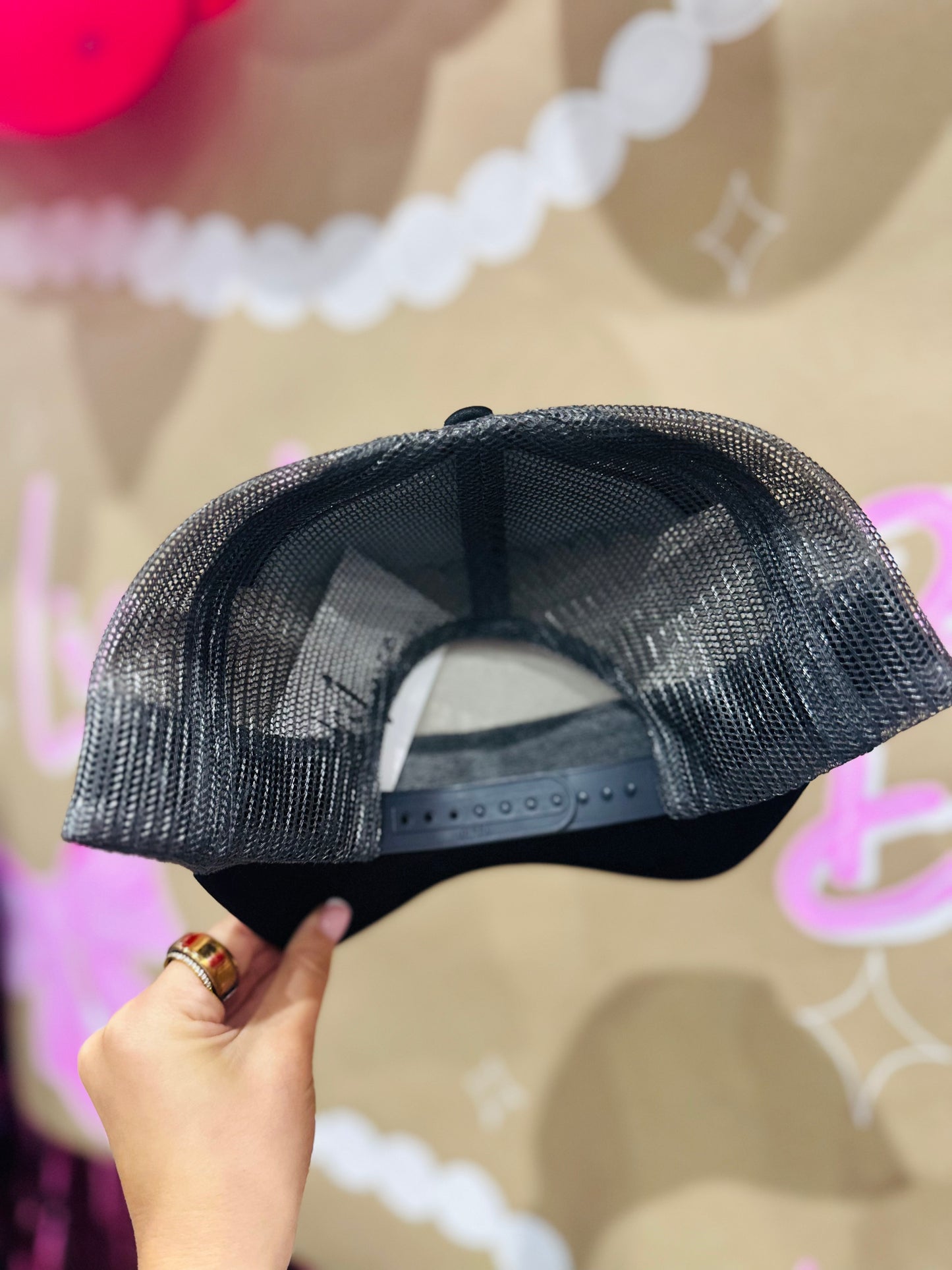 Black Feather + Diamond Stone Trucker Hat