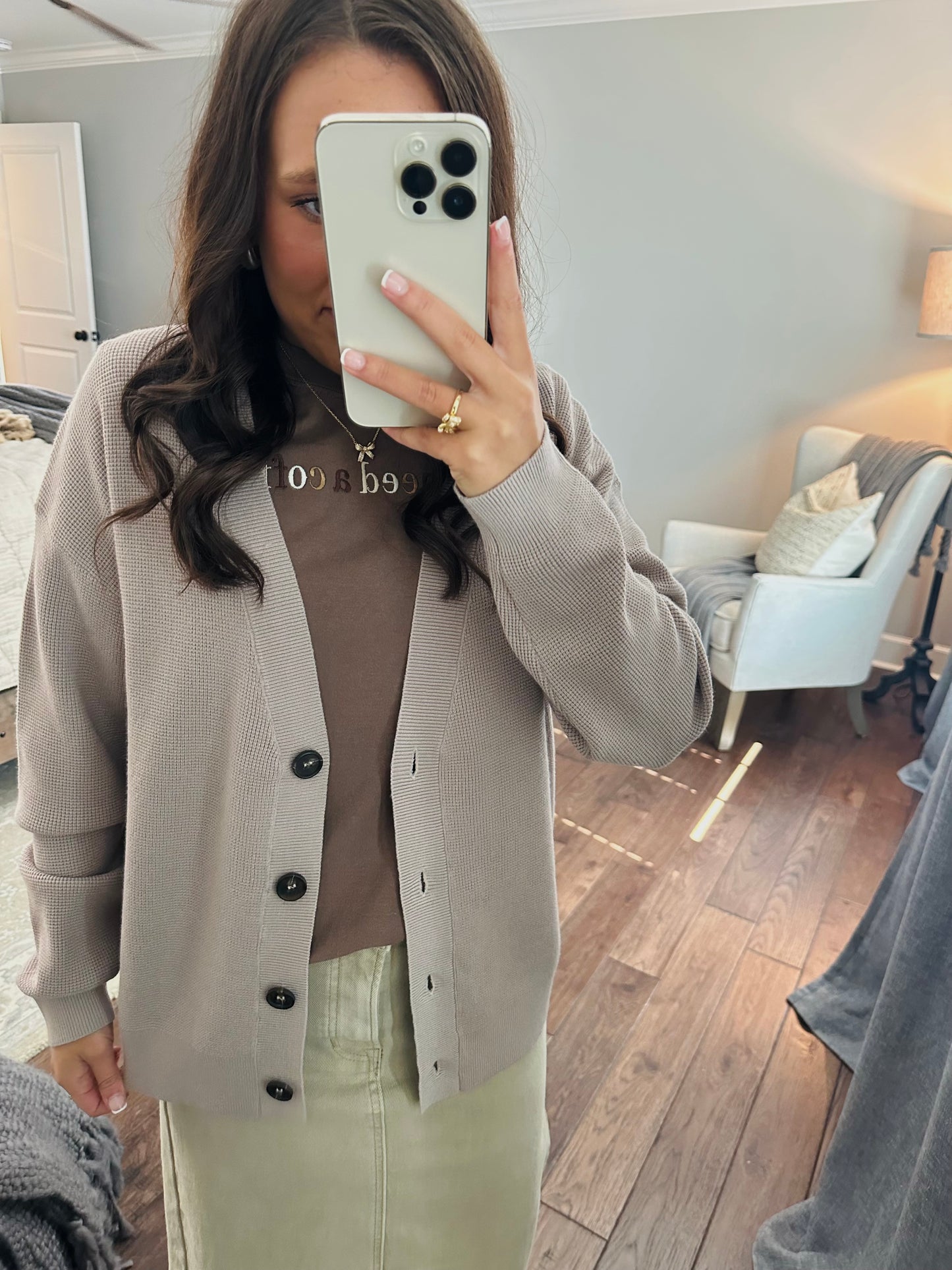 Let's Get Cozy Ash Mocha Cardigan
