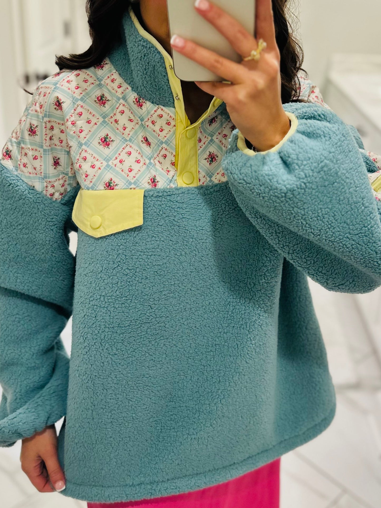 The Posie Floral Quilted Fleece Pullover