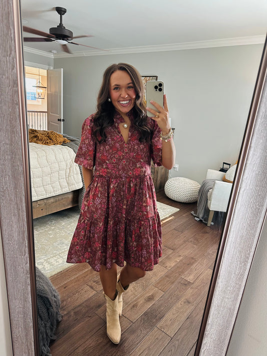 The Everleigh Brown Floral Dress
