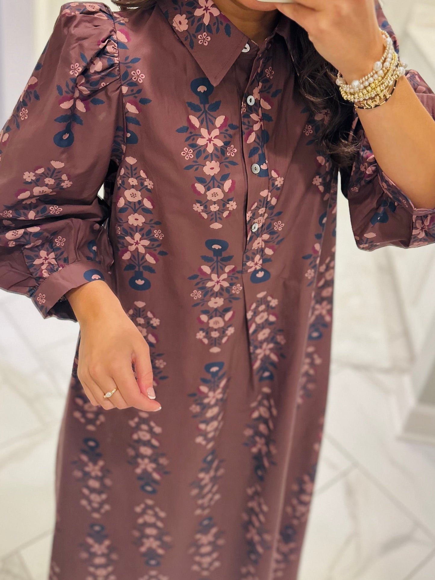 The Nina Brown Floral Maxi Dress