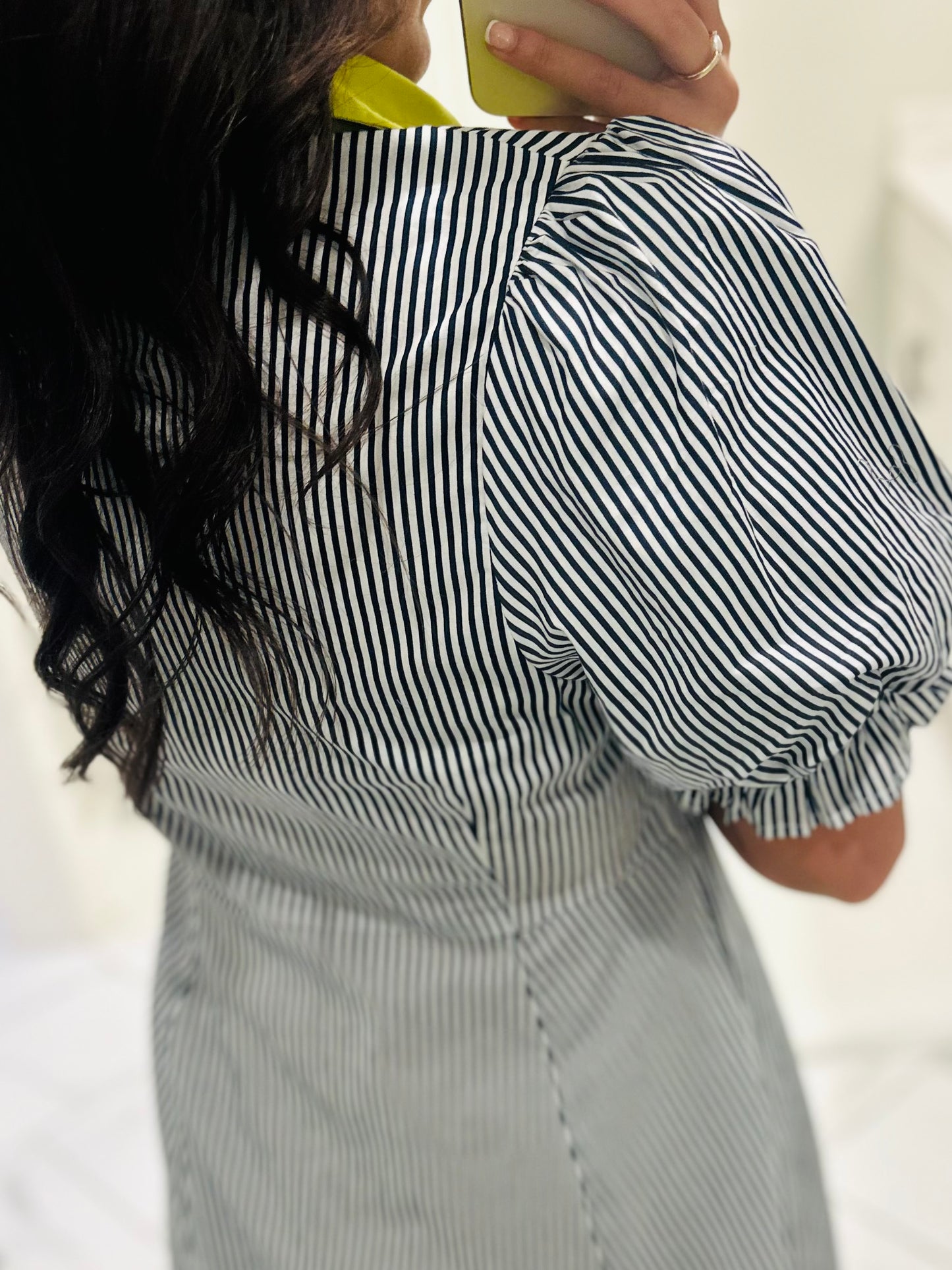 The Remy Navy Striped Midi Dress
