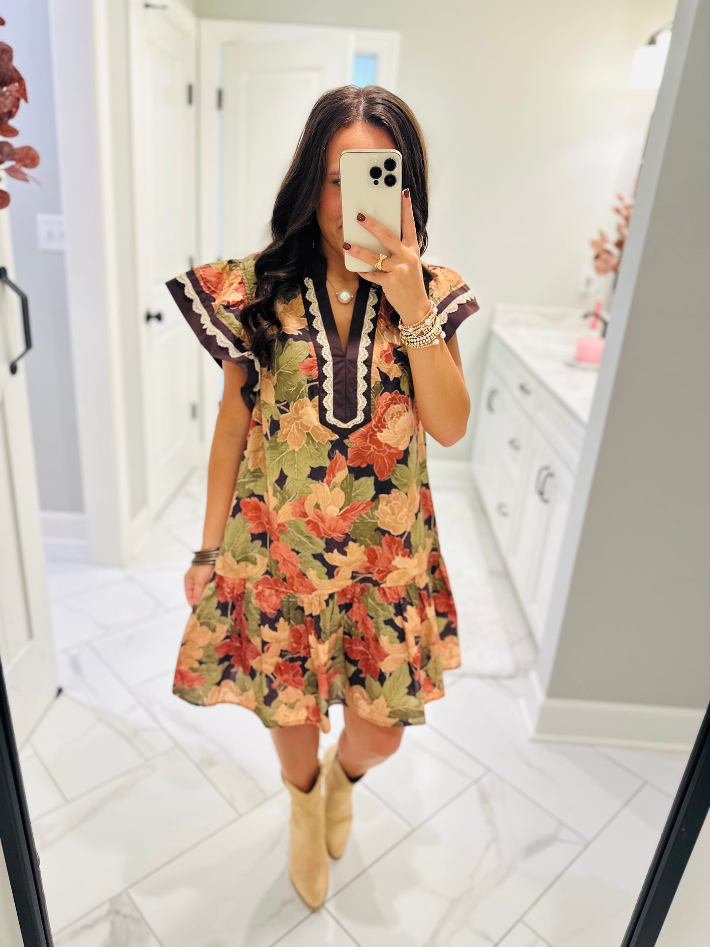 The Sutton Brown Floral Dress