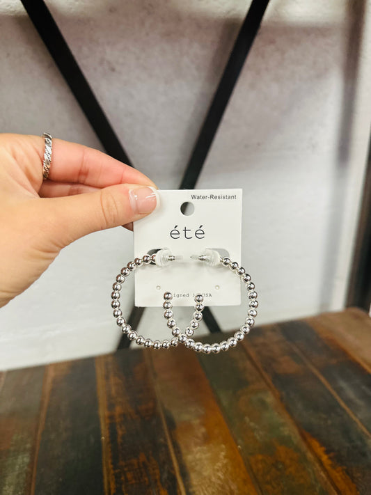 Silver Ball Hoop Earring