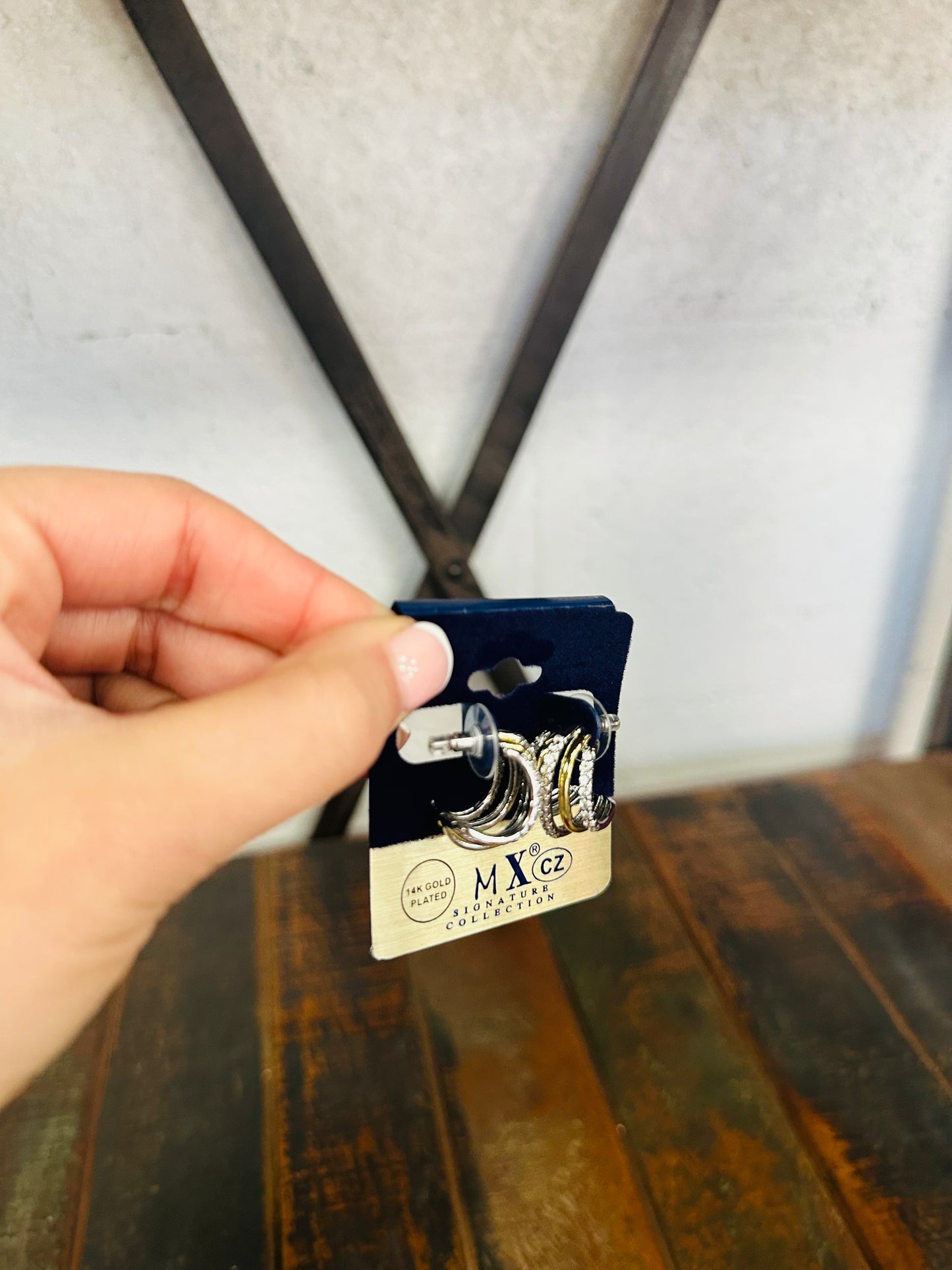 Two Tone 14k Gold Plated Hoop Earring