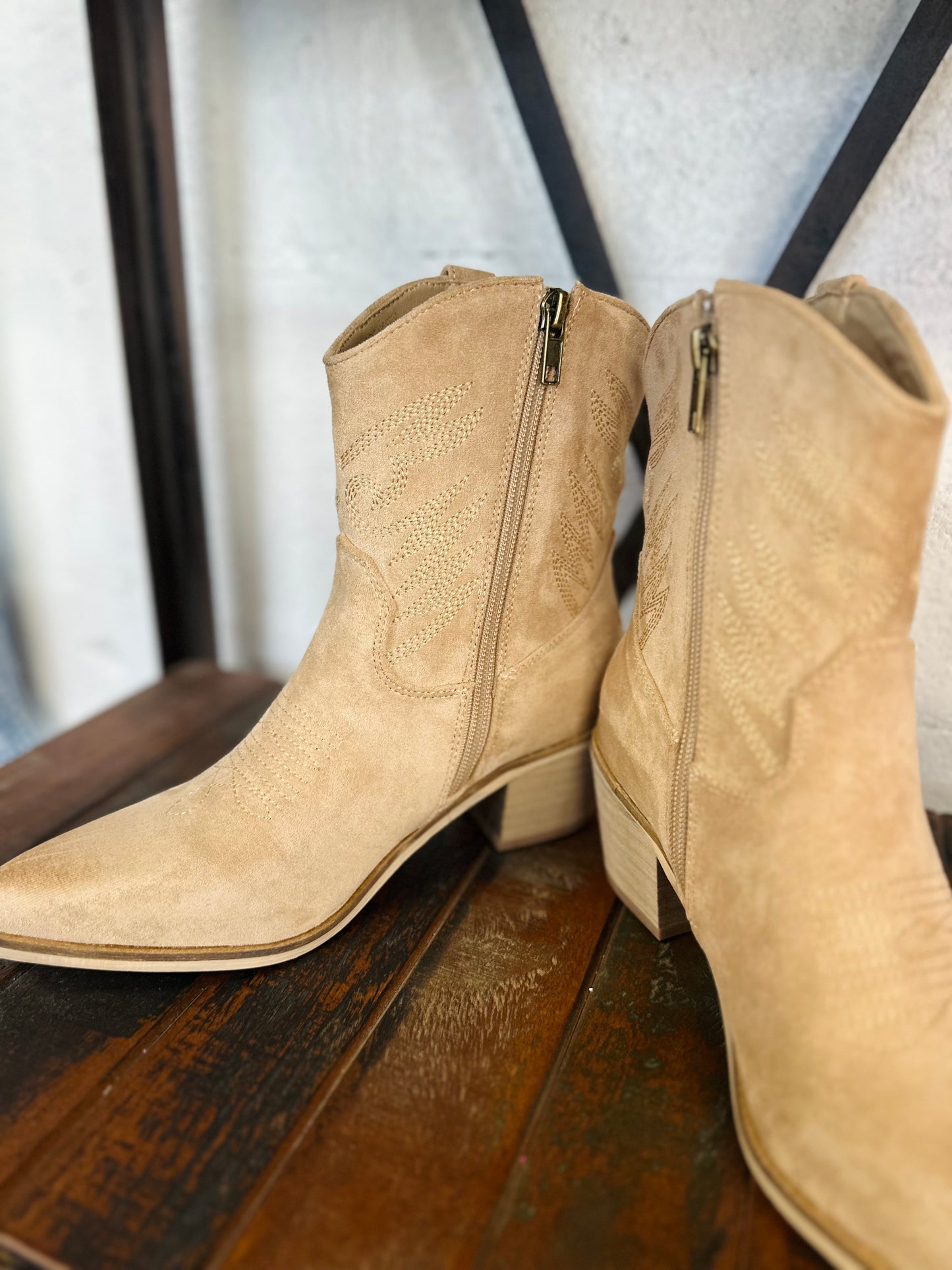 The Casey Apricot Western Bootie
